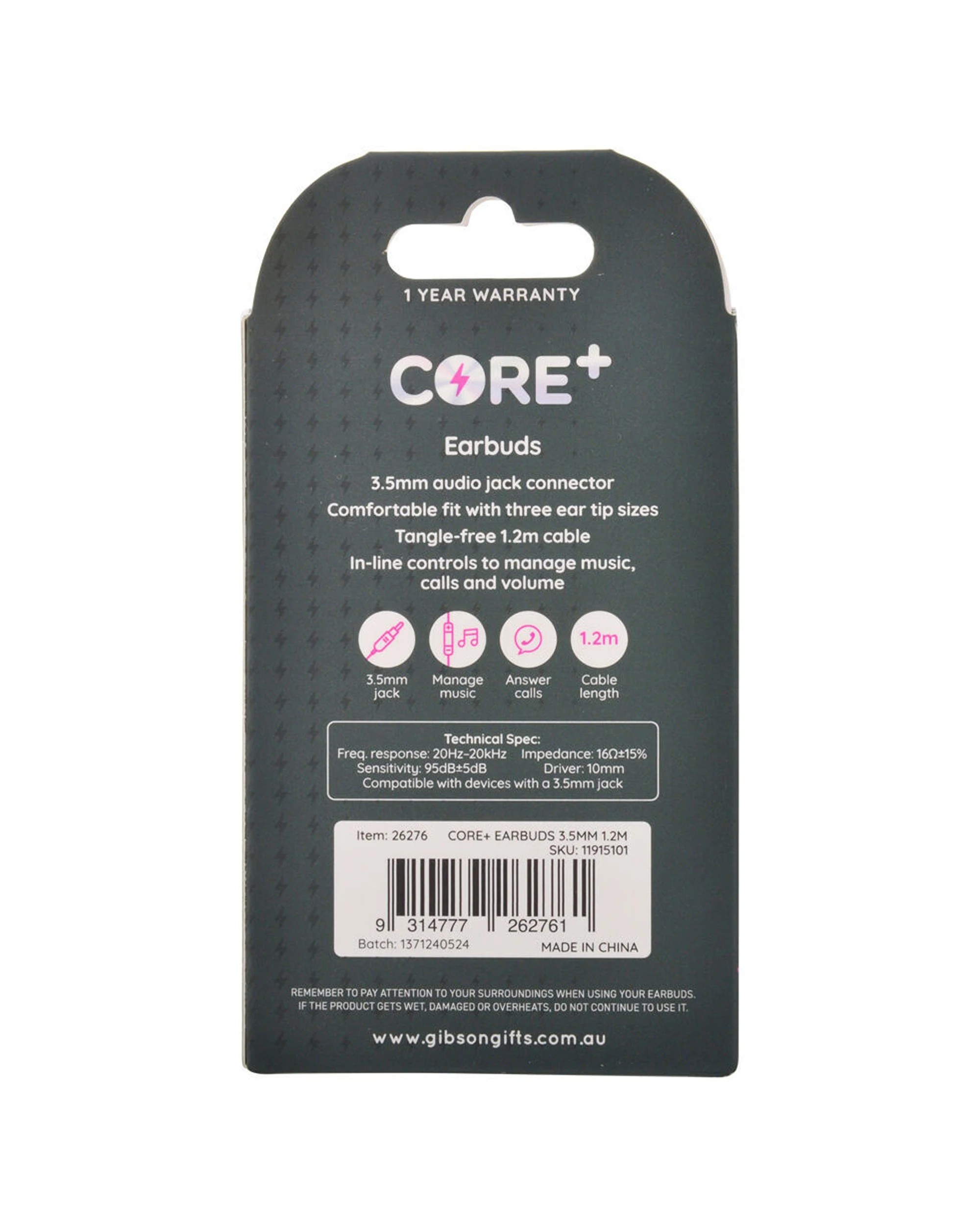 3 Core 2PK 3.5mm Earphones In-Ear Wired With Mic 1.2m - In-Line Controls
 - white, 3 of 4