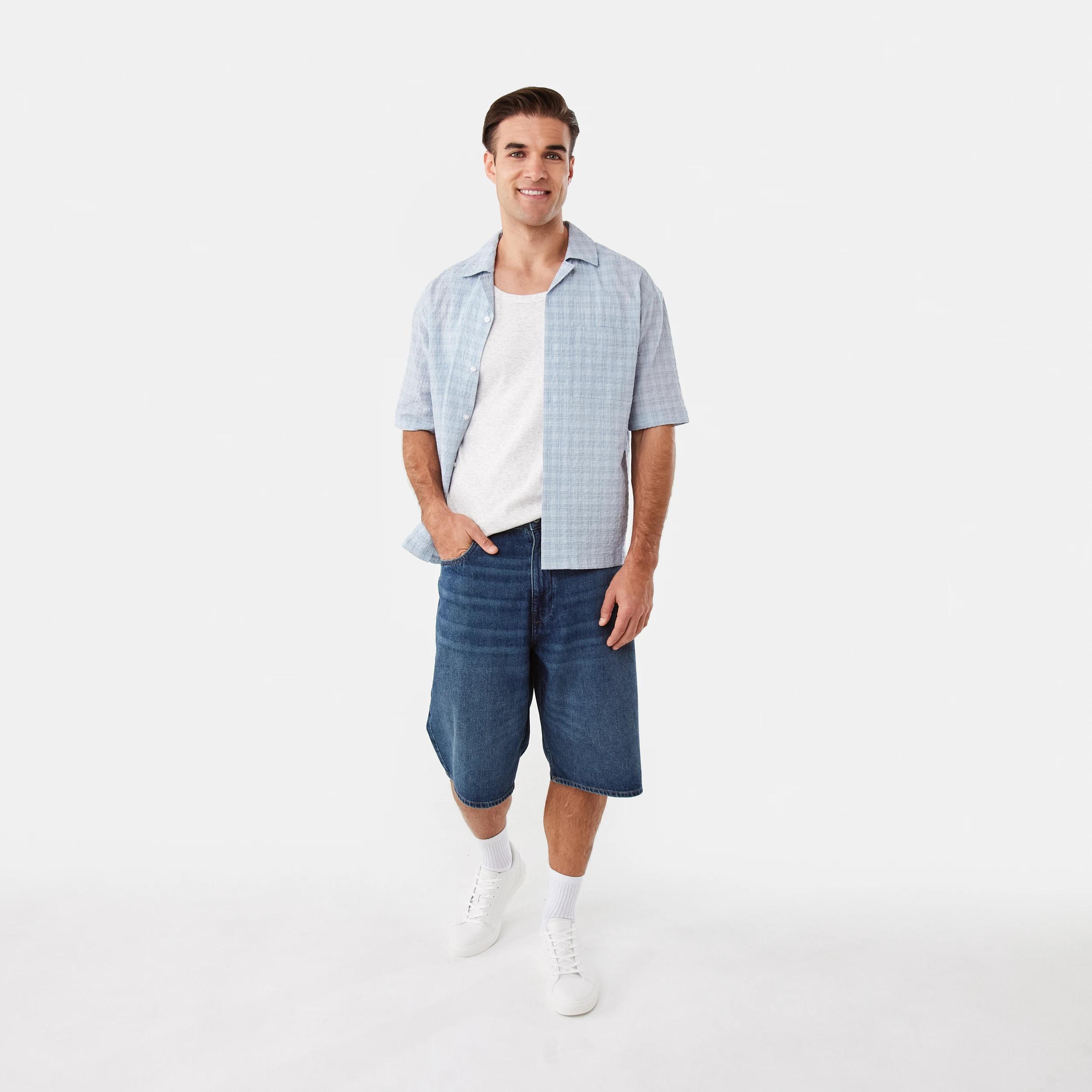 3 Short Sleeve Boxy Shirt Blu Fog, 3 of 9