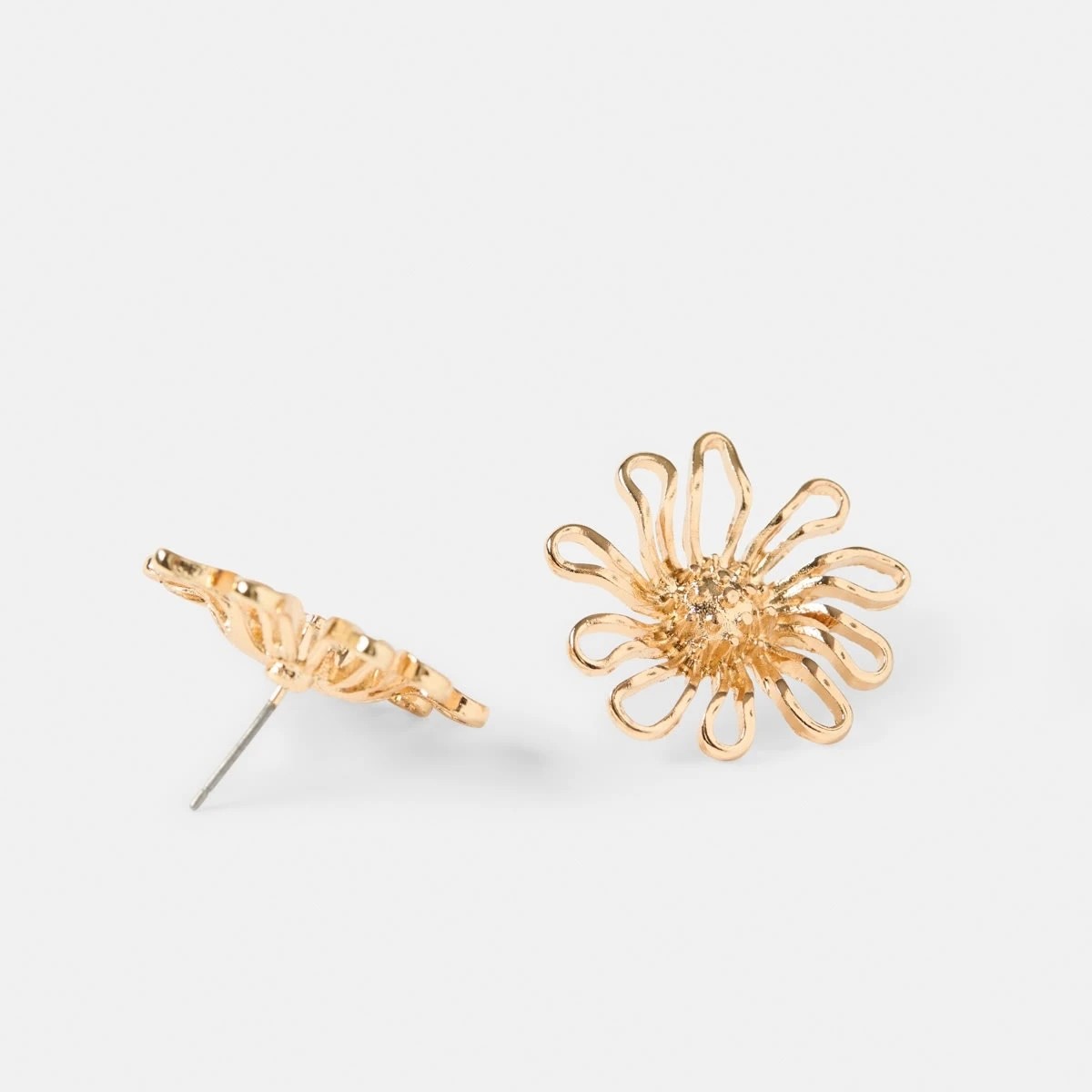 3 Cutout Flower Stud Earrings - Gold Tone, 3 of 5