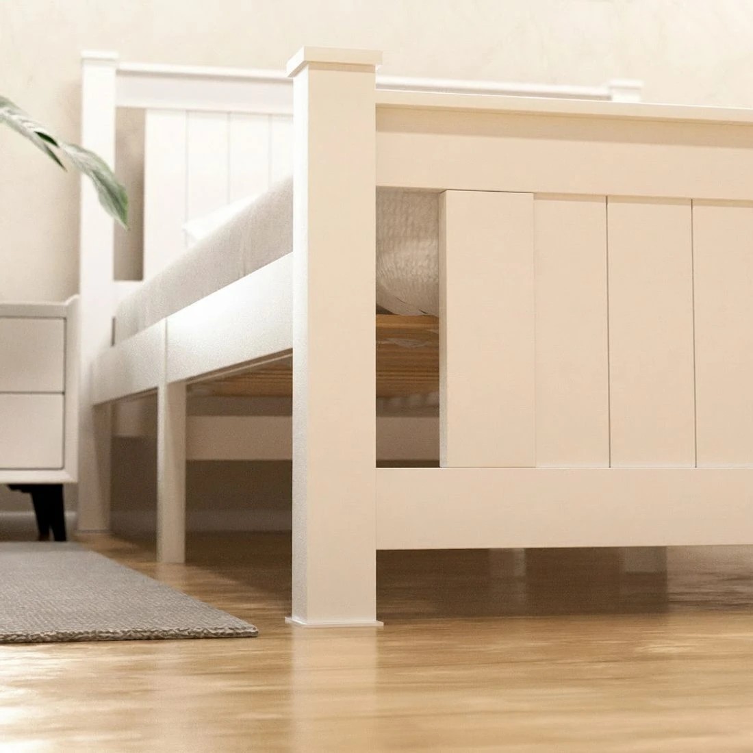 5 Artiss Bed Frame King Single Size Wooden Platform with 2 Storage Drawers  RIO - White, 5 of 8