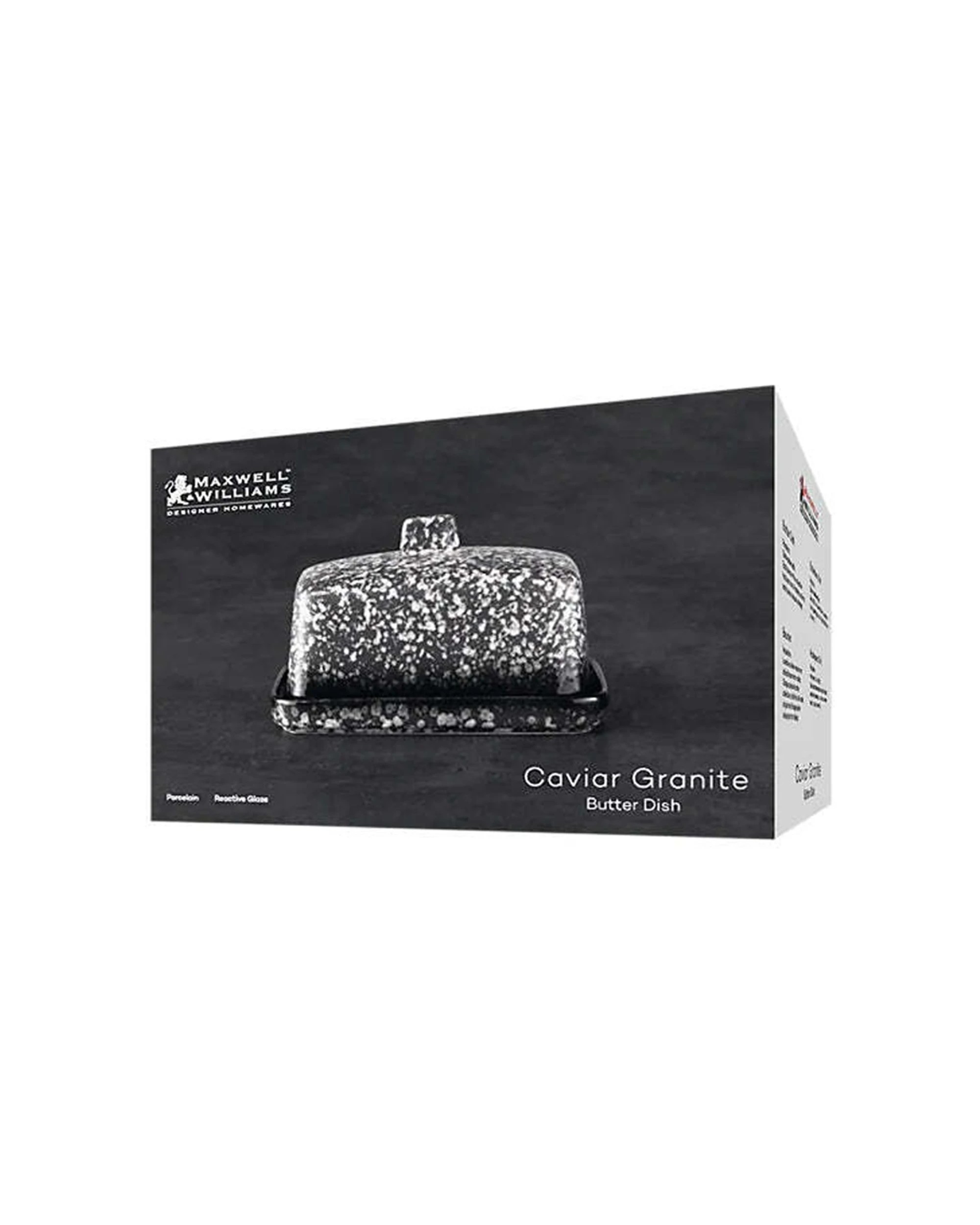 4 Maxwell & Williams Caviar Granite Butter Dish Durable Porcelain Construction - Grey, 4 of 4