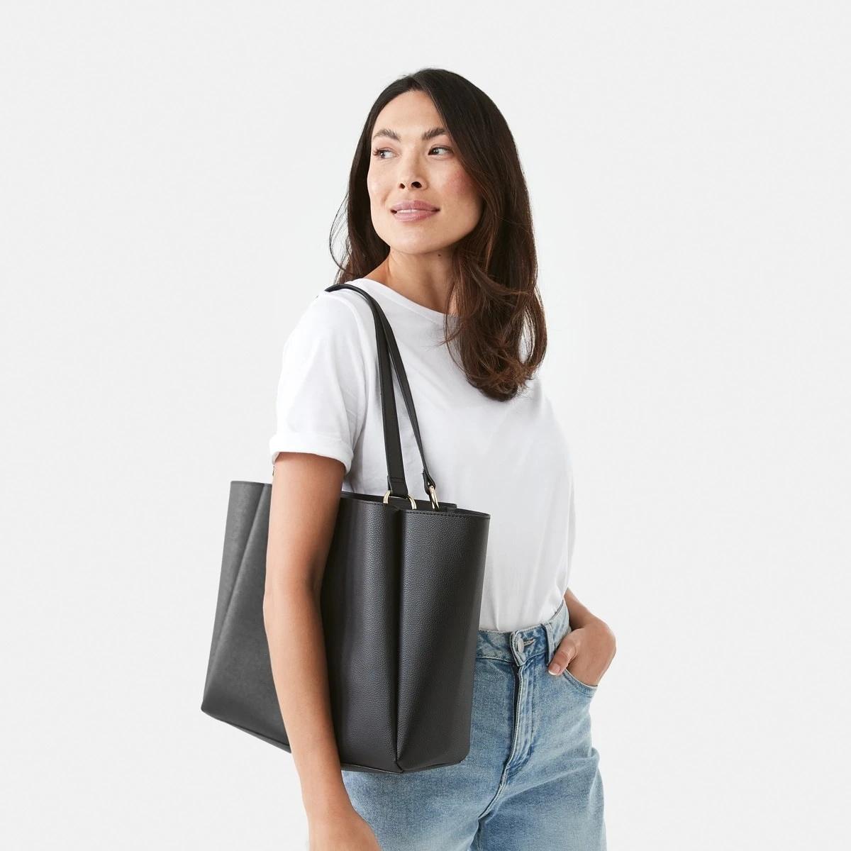 6 PU Tote Bag BLACK, 6 of 6