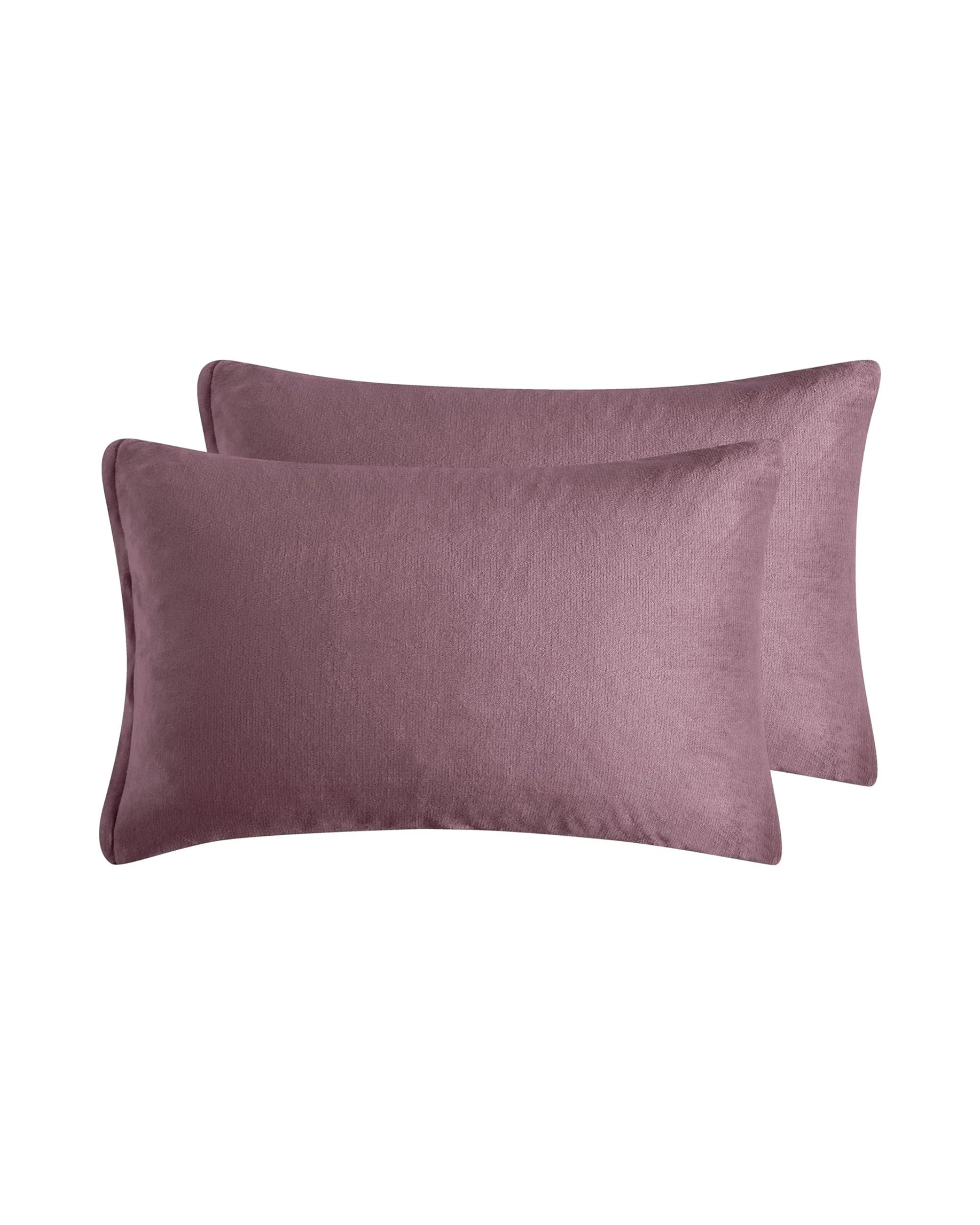 1 Gioia Casa 2-Pack Teddy Sherpa Standard Pillowcases Reversible Velvet - Mauve, 1 of 7