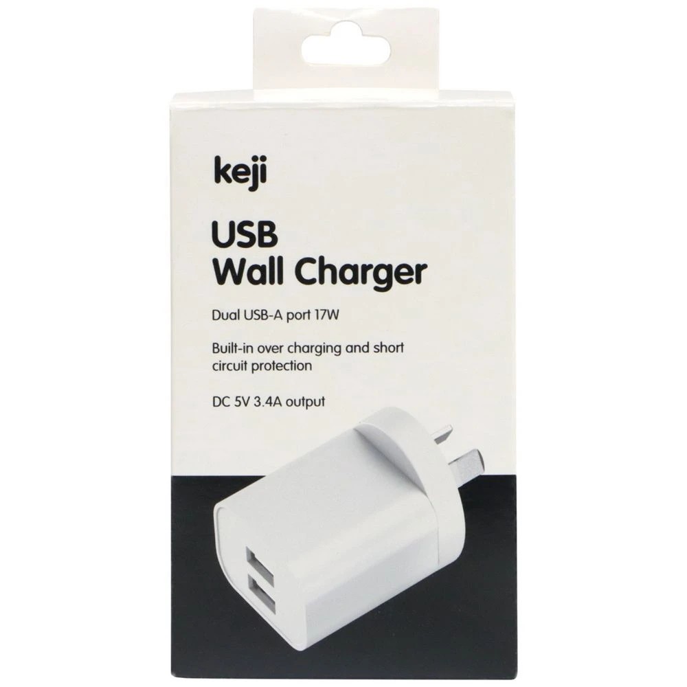 1 Keji USB-A 17W Dual Wall Charger White, 1 of 7