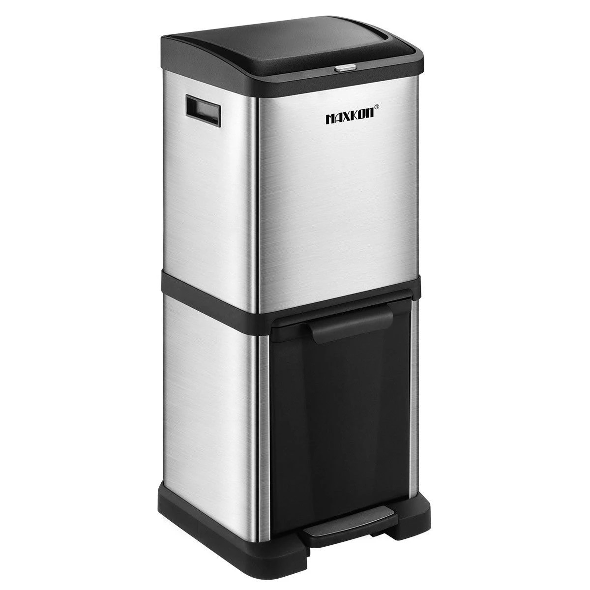 1 Maxkon 34L Rubbish Bin Pedal Dustbin Kitchen Waste Garbage Trash Can Household Stepbin Dual Two Layer Press Top, 1 of 7
