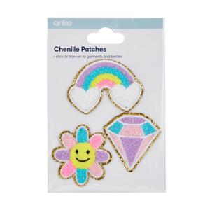 3 Piece Chenille Patches - Cloud Rainbow