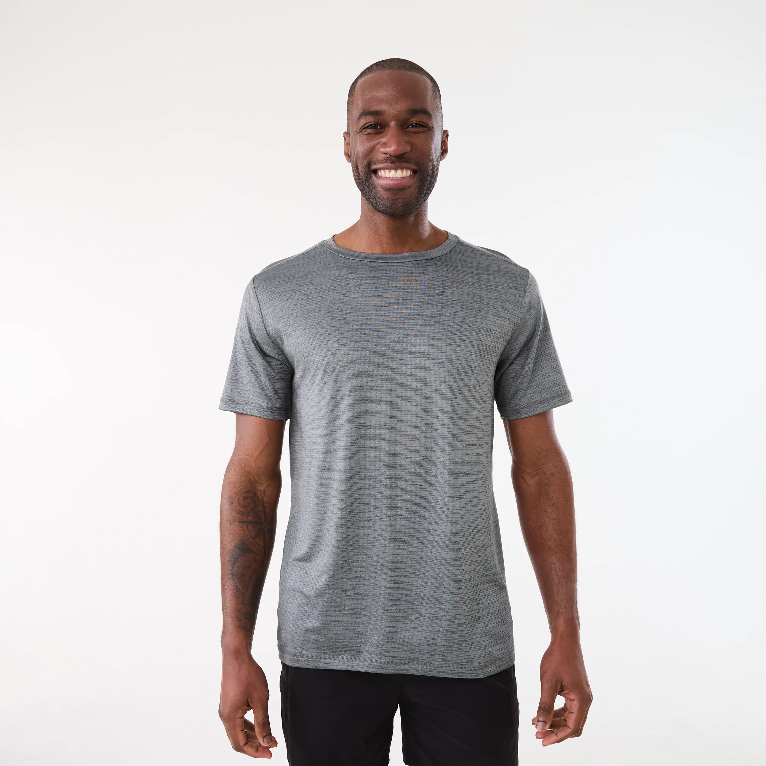 1 Active Mens Crew Neck Cationic T-shirt QUIET SHADE, 1 of 5