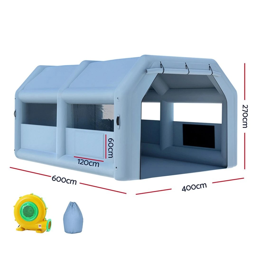 2 Giantz Inflatable Spray Booth 6X4M Car Paint Tent Filter System Blower - Blue, 2 of 7