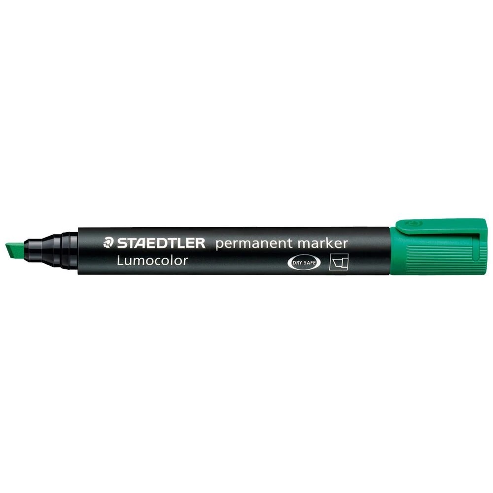 1 Staedtler Lumocolour Permanent Marker Chisel Green, 1 of 3