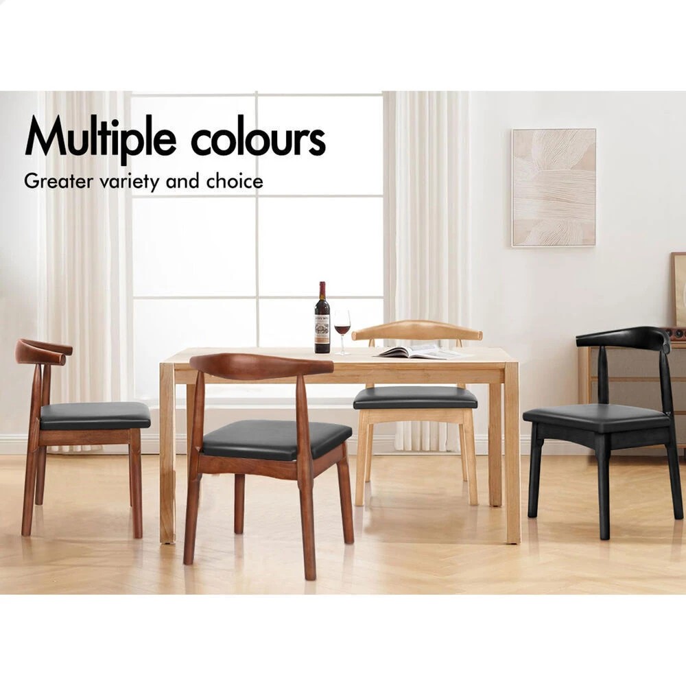 9 Alfordson 1x Dining Chair Kitchen Lounge Cafe Retro Wood PU Leather Seat - Black, 9 of 10