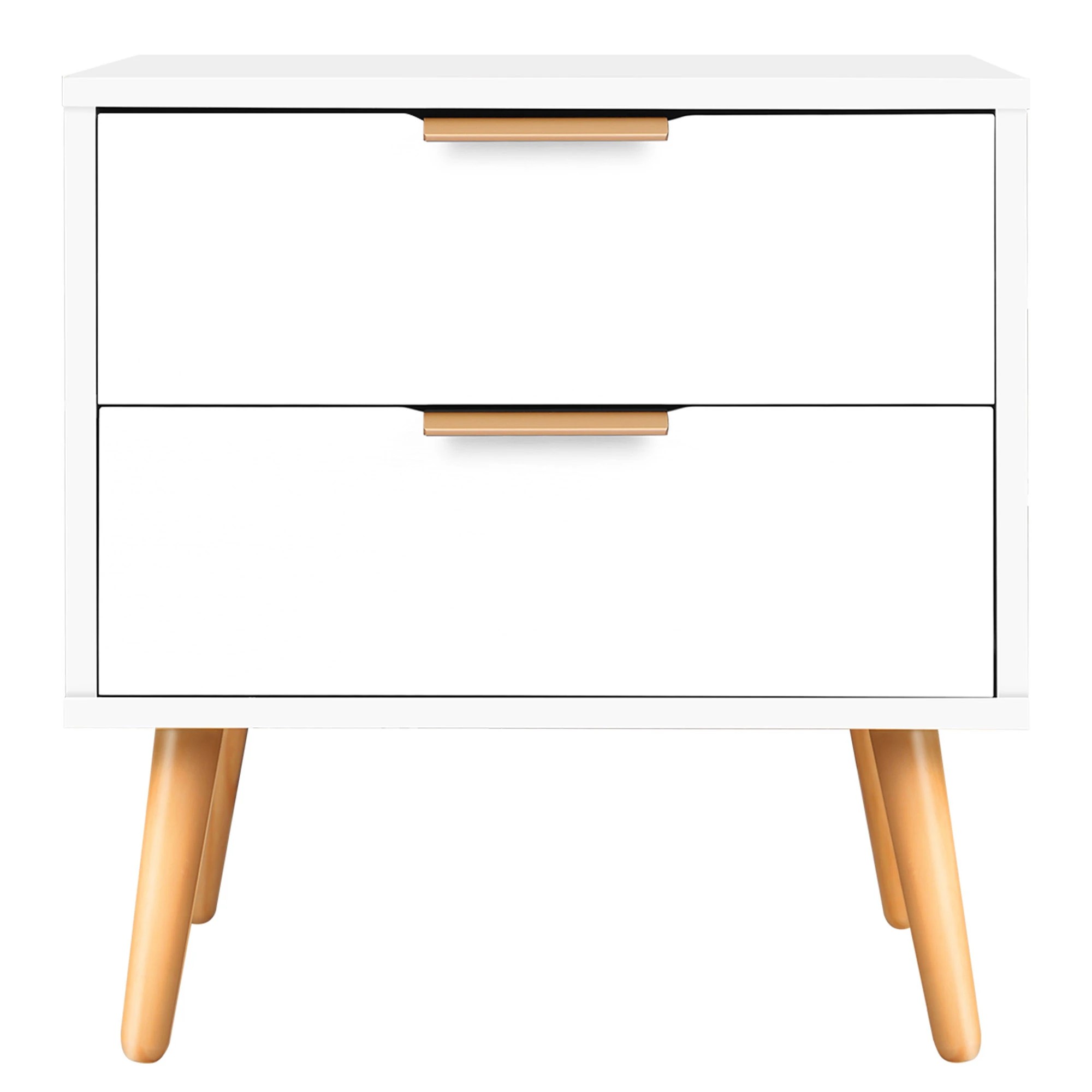 2 Alfordson Bedside Table Nightstand Side Storage Cabinet Scandinavian - White, 2 of 10