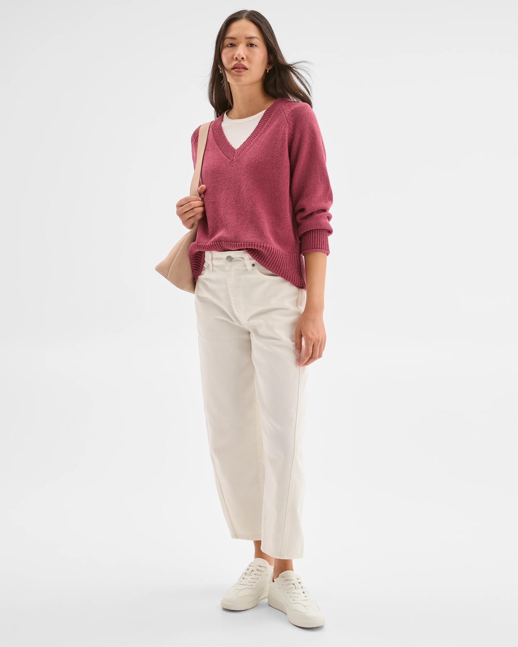 1 Target Woman Australian Cotton Blend Boucle V-Neck Sweater MULBERRY, 1 of 5