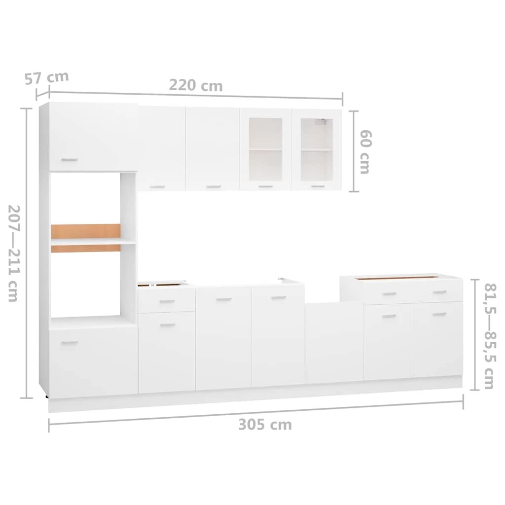 9 vidaXL Kitchen cabinet set Ample Storage - White, 9 of 9