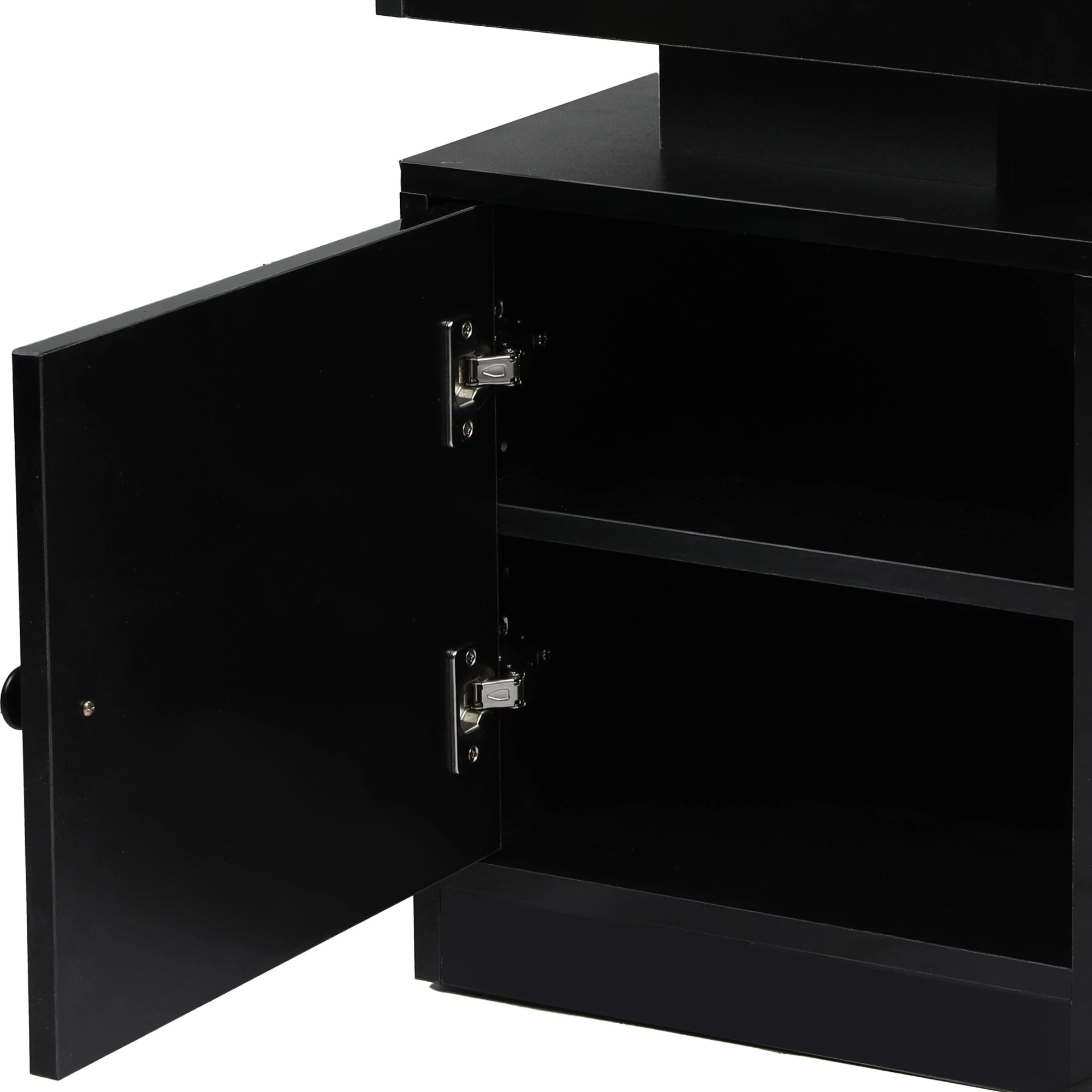 4 Levede Bedside Table USB Charger Outlet RGB LED Light Storage Cabinet Black, 4 of 7