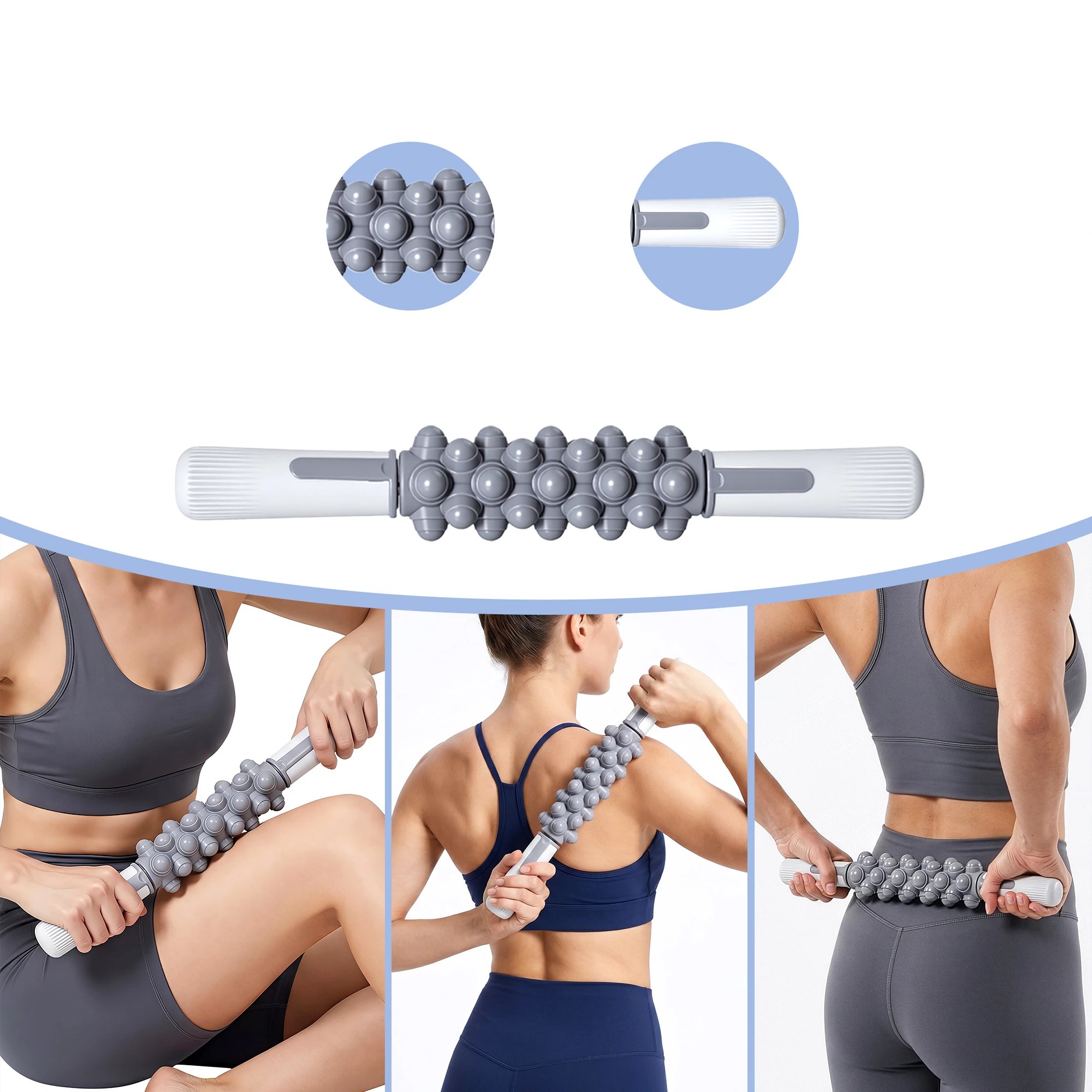 4 Everfit 3-in-1 Foam Roller Set – Muscle Stick, Massage Ball & Heavy-Duty Roller - Grey, 4 of 6