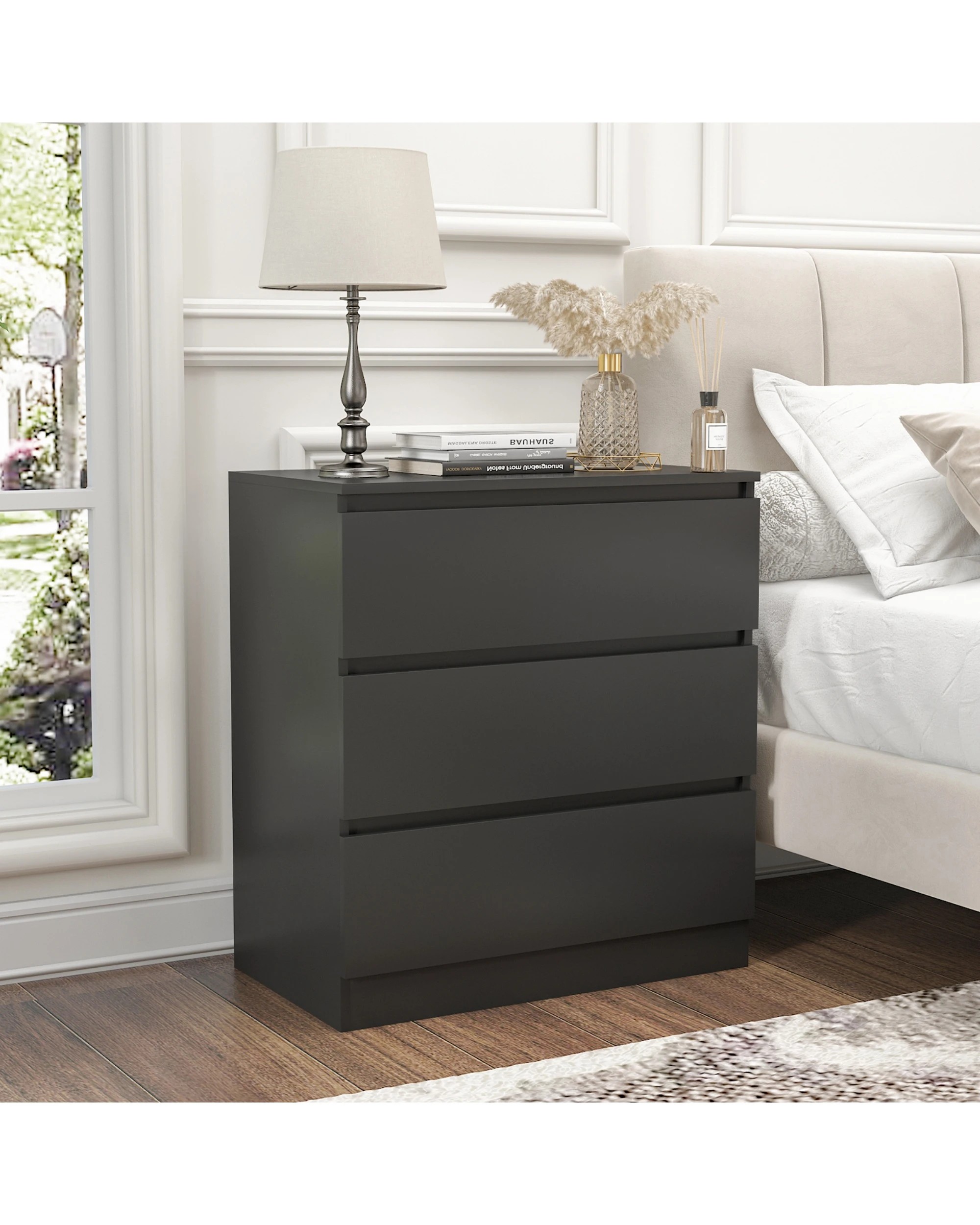 6 Advwin Set of 2 Bedside Table 77cm - Black, 6 of 10