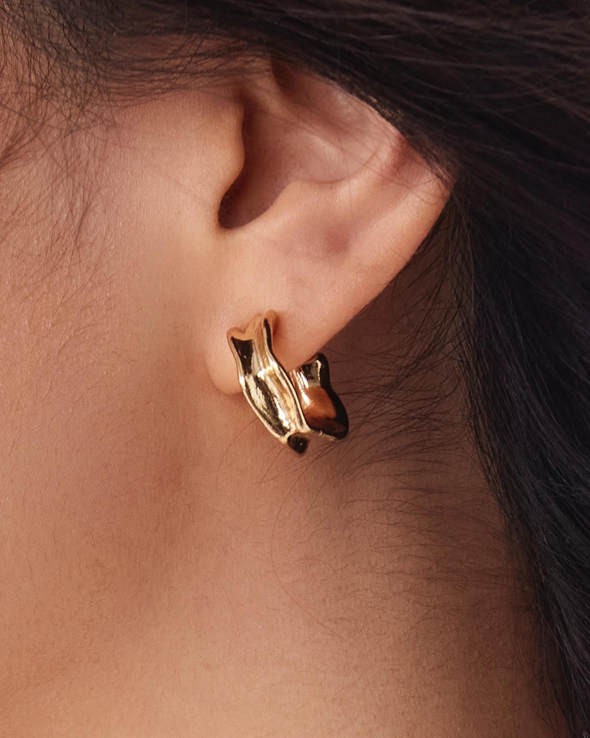 5 18K Gold Plated Organic Hoop Earrings Gold, 5 of 7