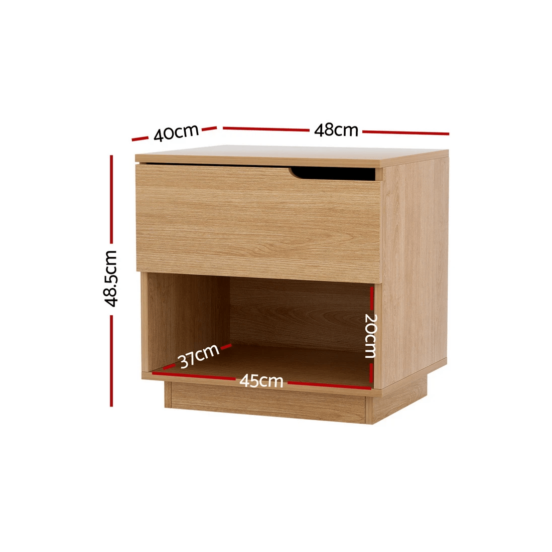 2 Artiss Bedside Table 1 Drawer 1 Shelf Nightstand Pine - Natural, 2 of 8