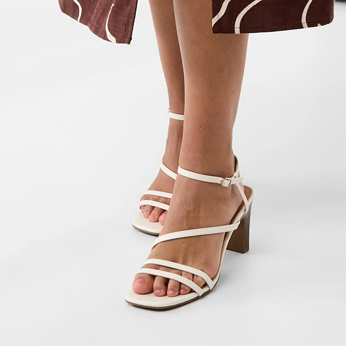 6 Strappy Heel Sandals White, 6 of 7