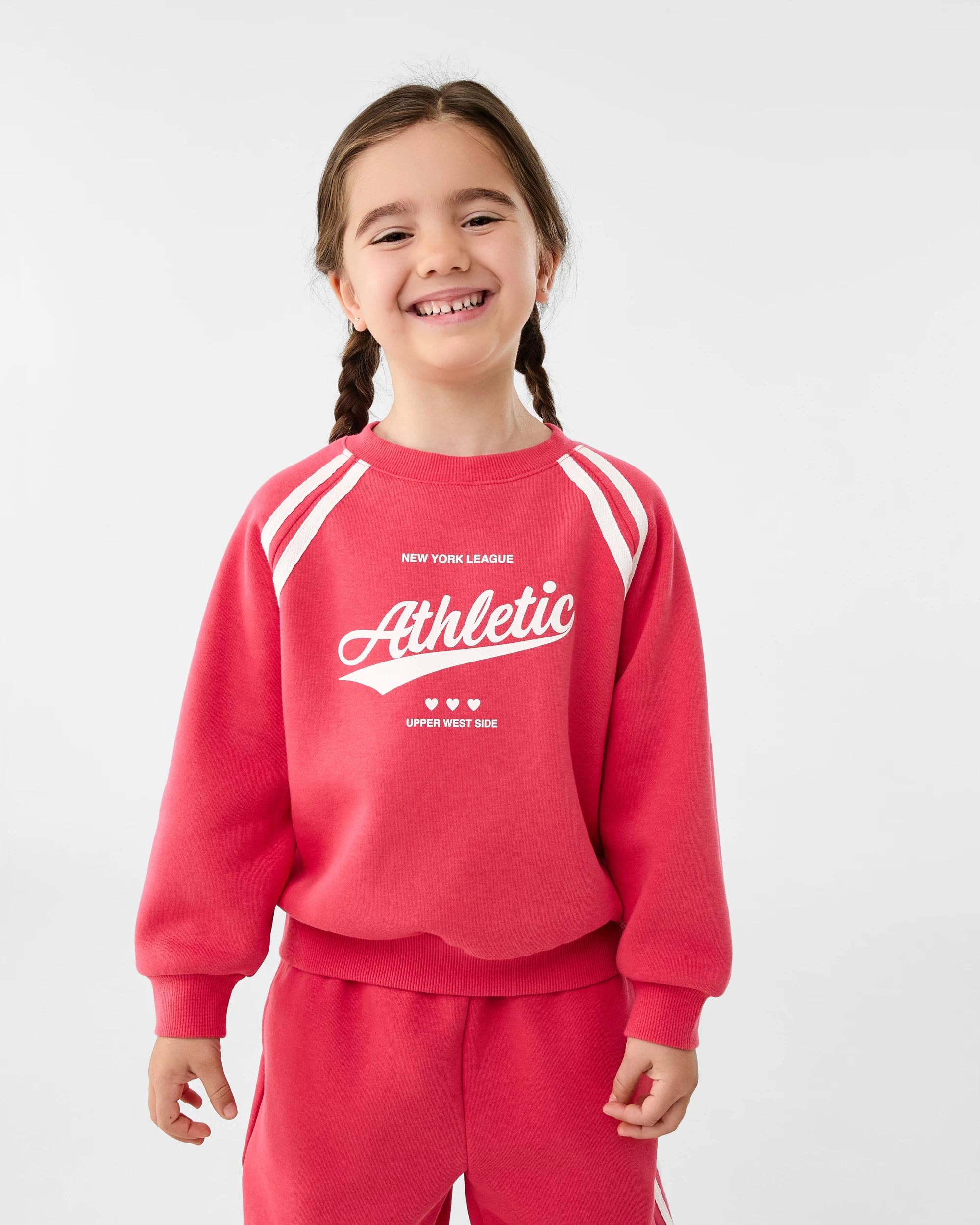 1 Raglan Sport Crew Neck Sweatshirt Red Slogan, 1 of 8