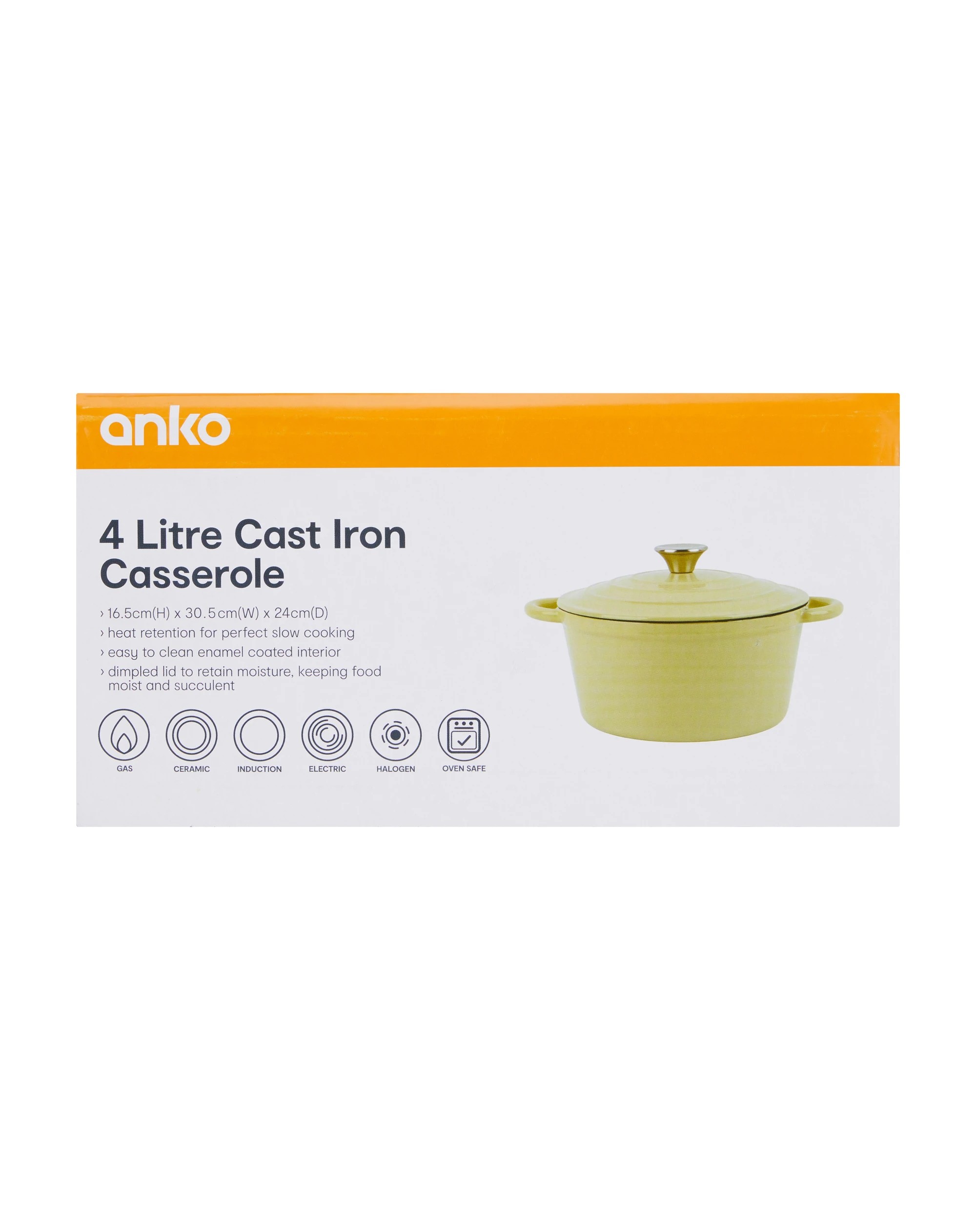 6 4L Cast Iron Casserole - Green, 6 of 6
