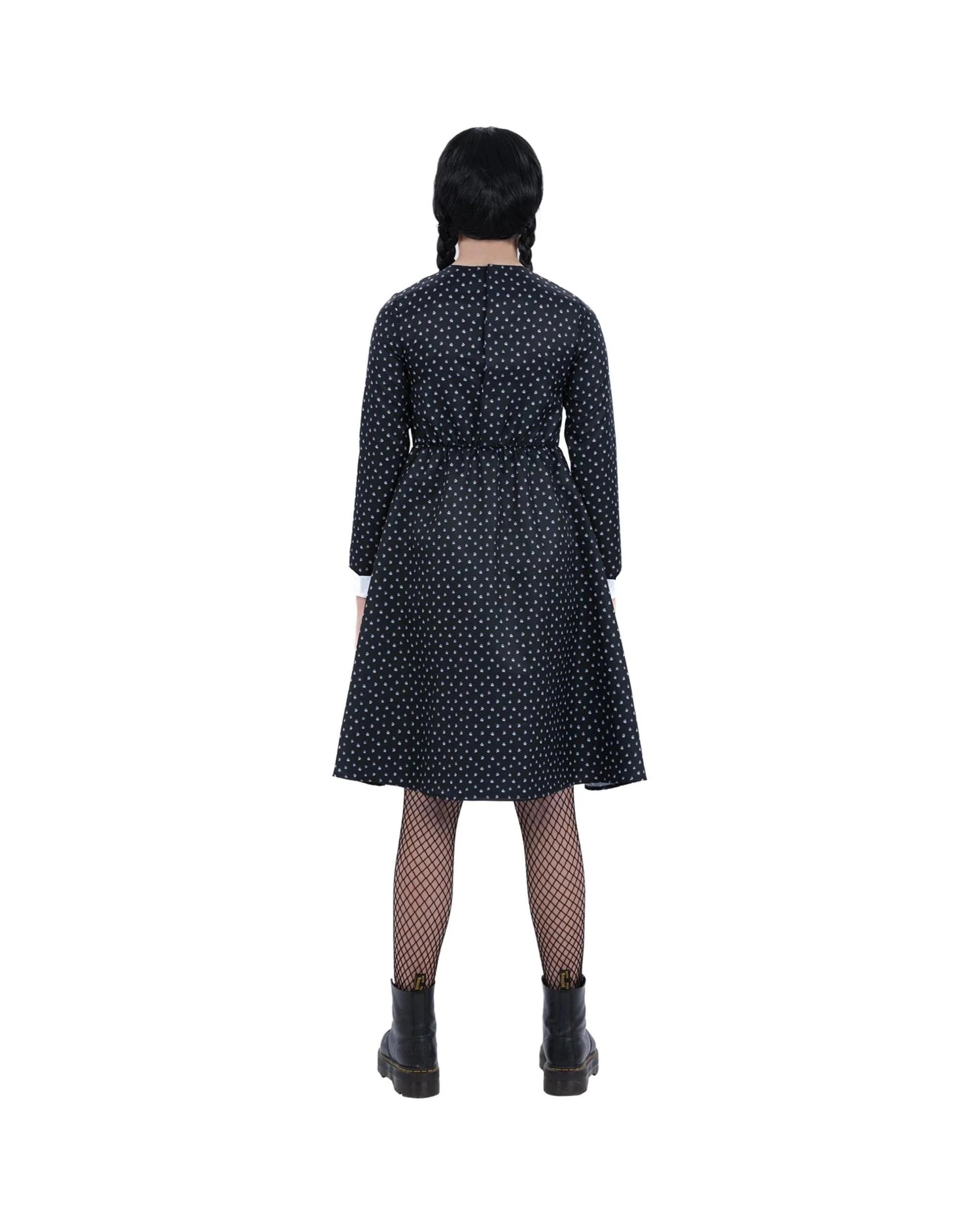 4 Gothic School Girl Spotted Dress Child Costume Size S 4-6 Years, 4 of 5