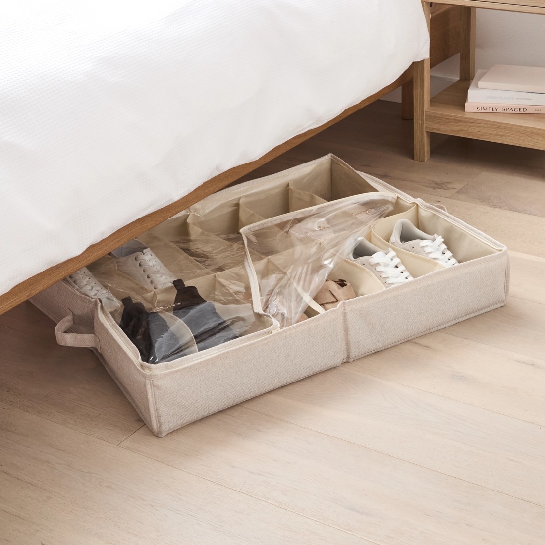 1 Linen Look Underbed Shoe Storage, 1 of 7