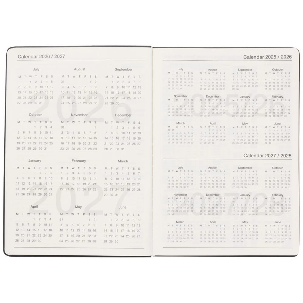 3 J.Burrows A4 Week to View PU FY26/27 Diary Black, 3 of 6