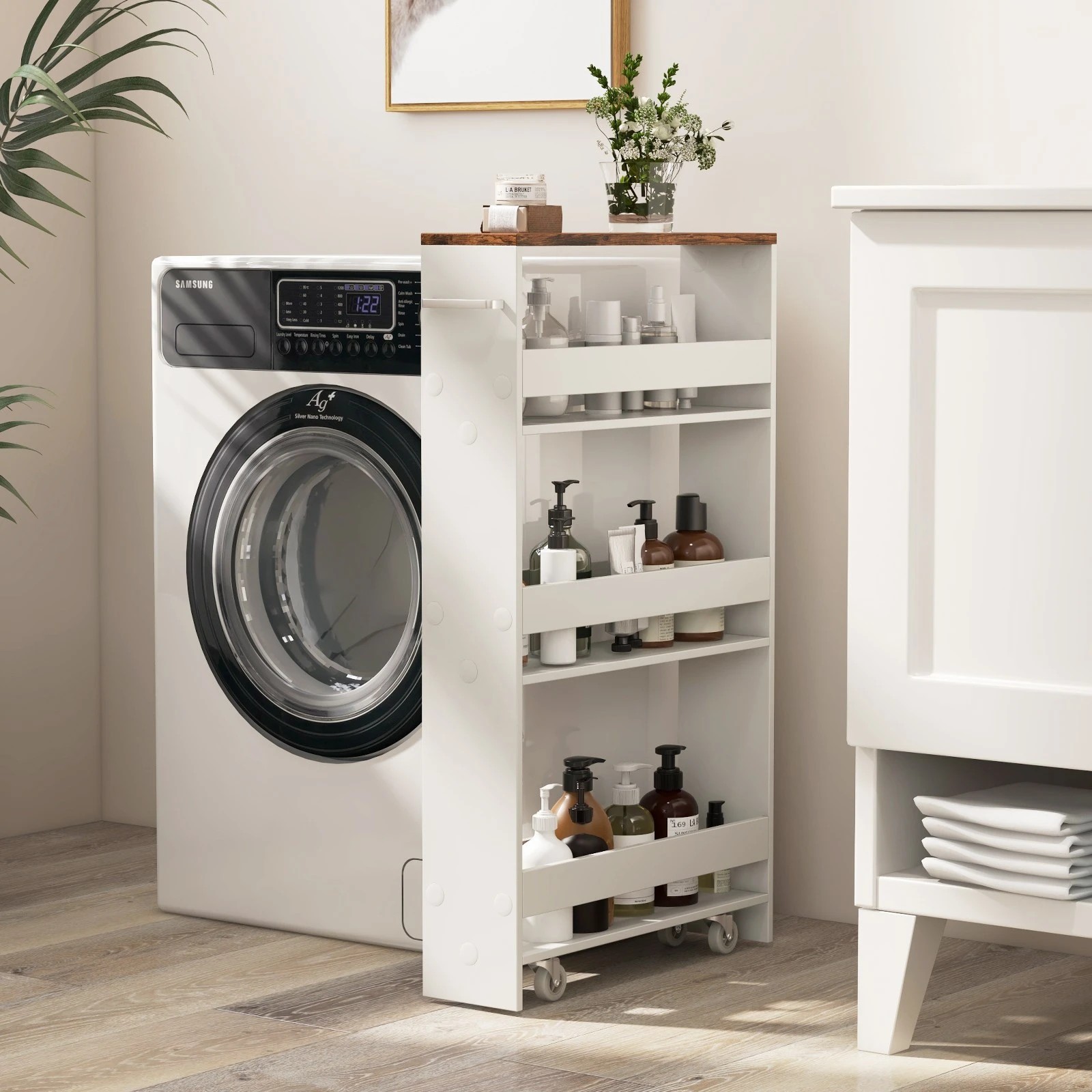 3 Costway 4-Tier Storage Cart Utility Trolley, 3 of 4