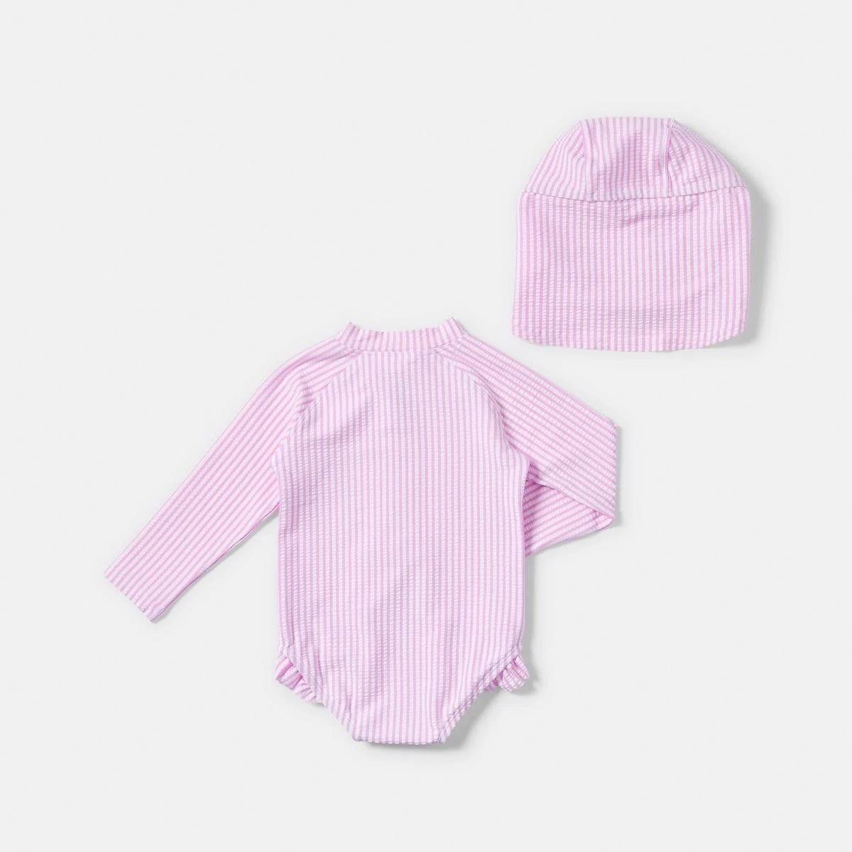 2 Frill Bather Set PINK STRIPES, 2 of 5