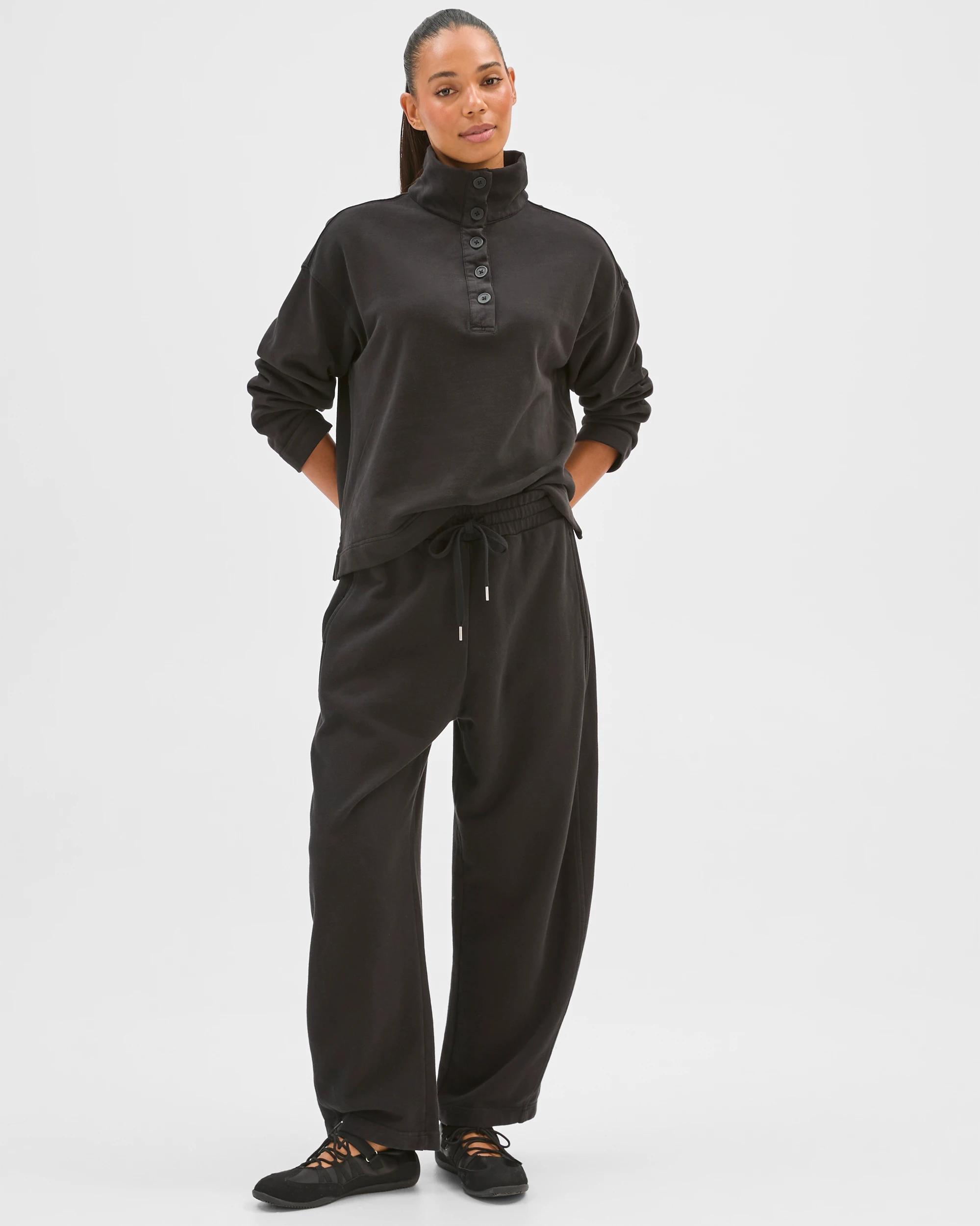 1 Target Woman Australian Cotton Barrel Leg Jogger Pants WASHED BLACK, 1 of 7