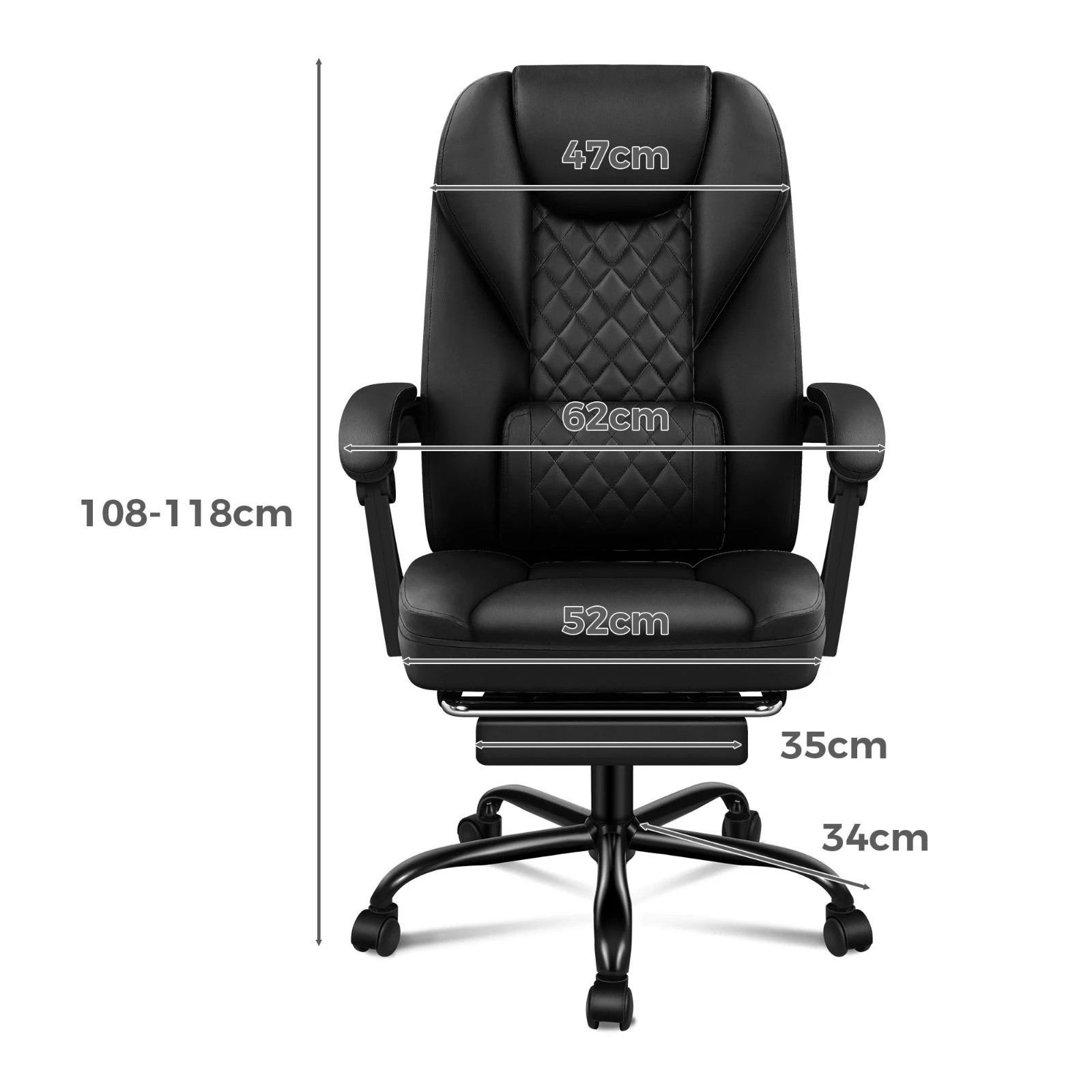3 Alfordson Massage Office Chair Executive Recliner Gaming Computer Leather Seat - Black, 3 of 10