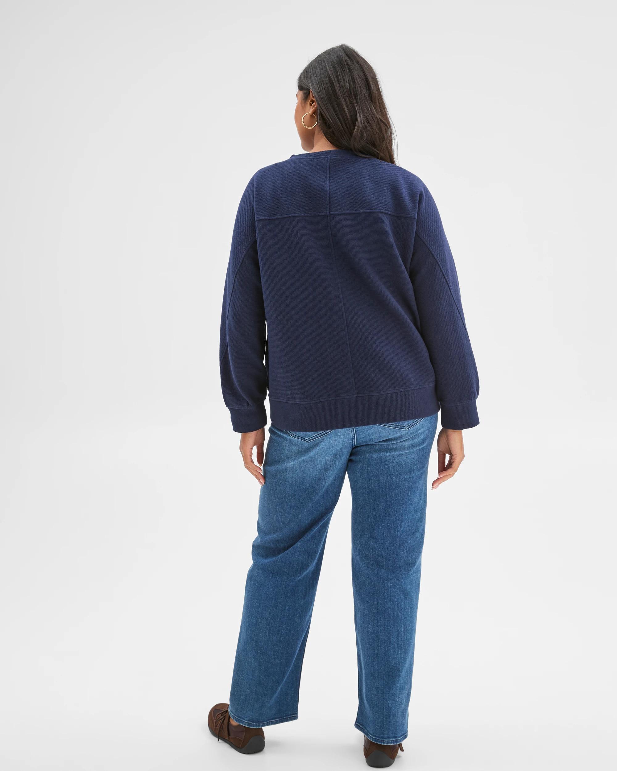 7 Target Curve Plus Size Australian Cotton Blend Textured Knit Cocoon Jumper NAVY, 7 of 7