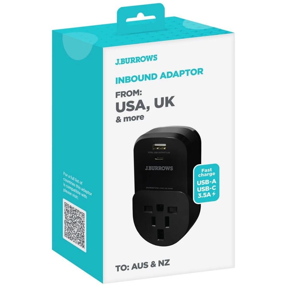 3 J.Burrows Inbound Universal Travel Adaptor with USB A/C, 3 of 3