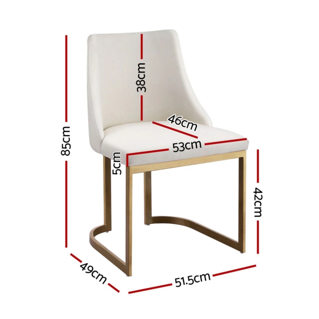 2 Artiss Dining Chairs Set of 4 Linen Fabric Frame - White, 2 of 5