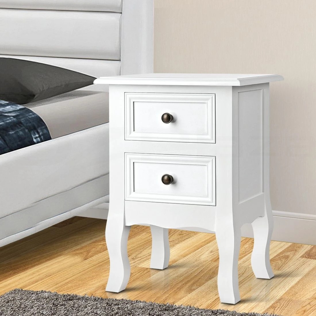 6 Artiss Bedside Table 2 Drawers - White, 6 of 7