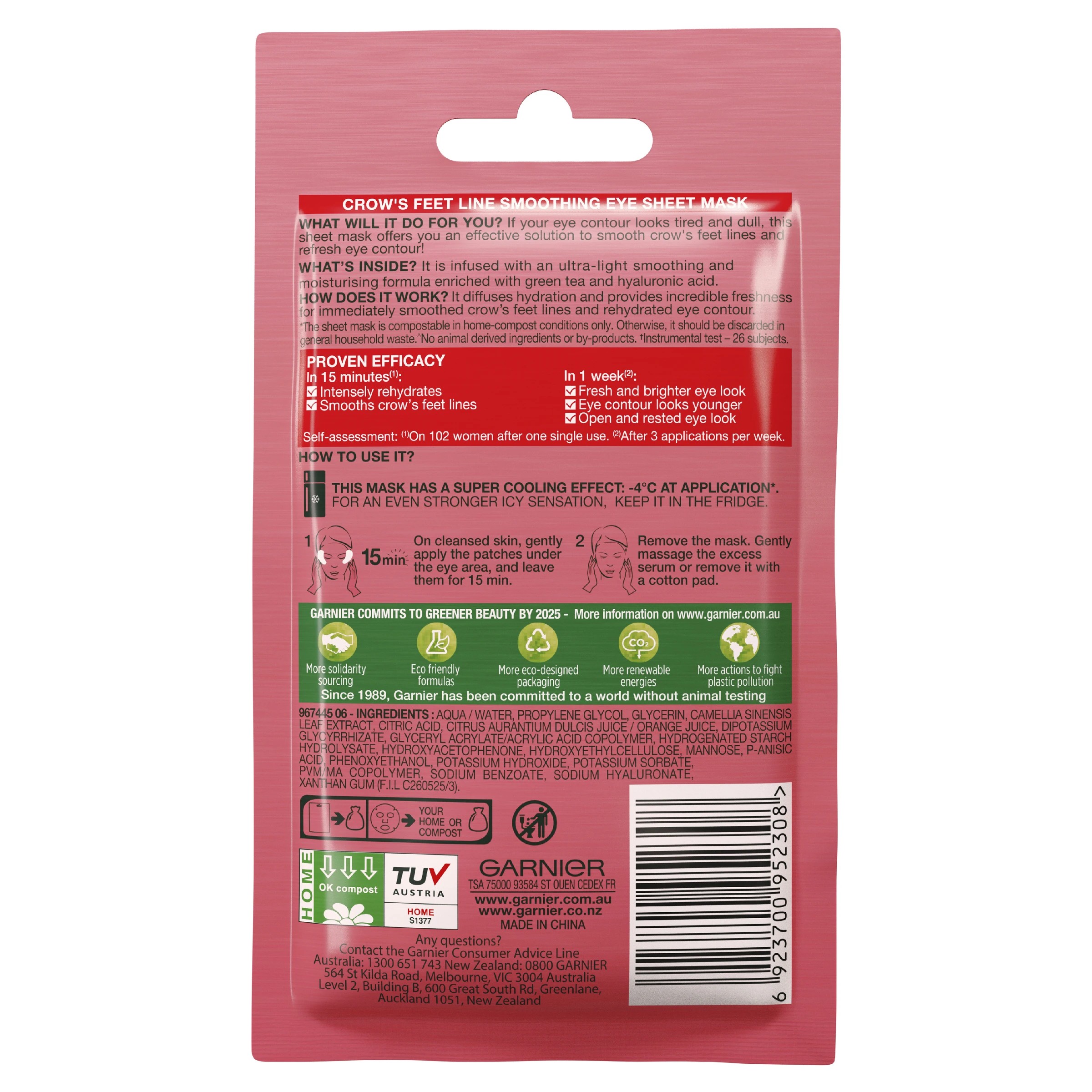 4 Garnier SkinActive Hydra Bomb Eye Sheet Mask 6g - Green Tea & Hyaluronic Acid, 4 of 7