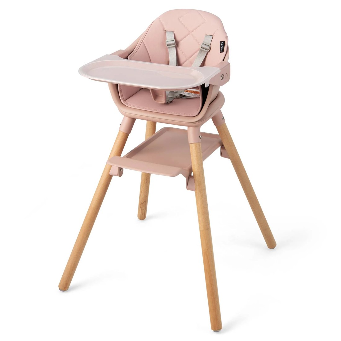 1 Costway High Chair Wooden Dining Seat Pink, 1 of 2