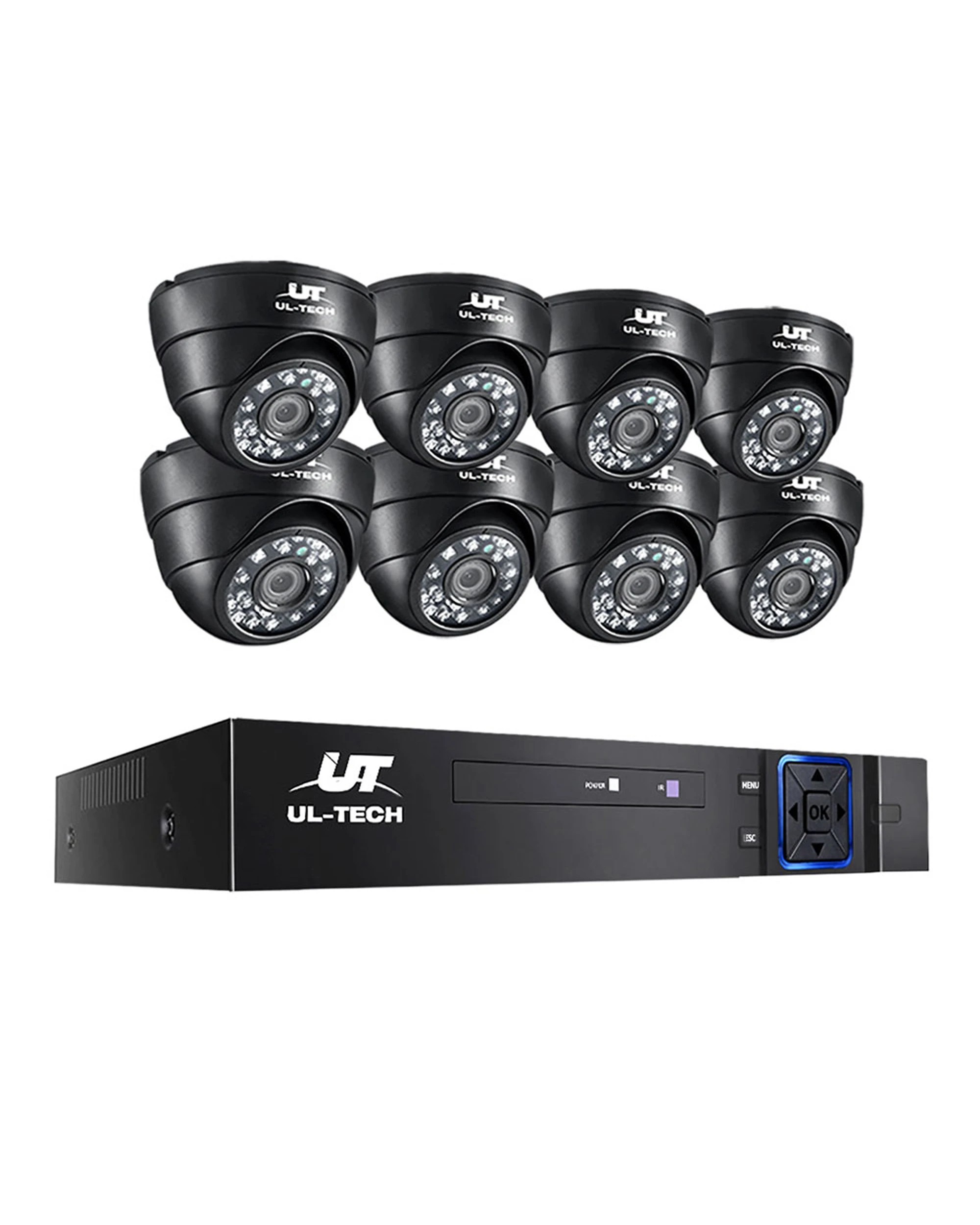 1 UL-TECH 1080P Security Camera System 8CH DVR with 8 CCTV Dome Cameras - Black, 1 of 9