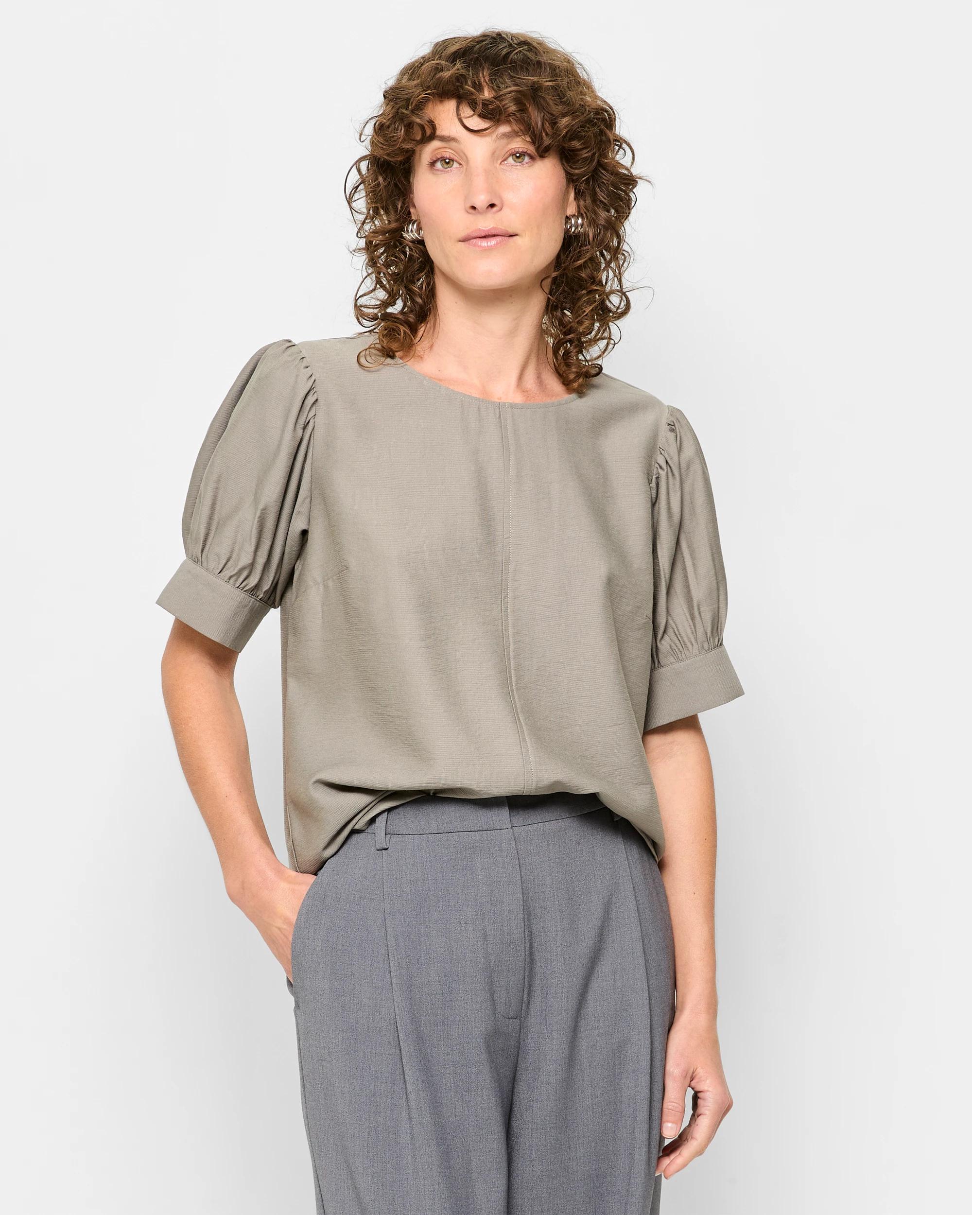 1 Blouson Sleeve Blouse - Preview DUSTY KHAKI, 1 of 5