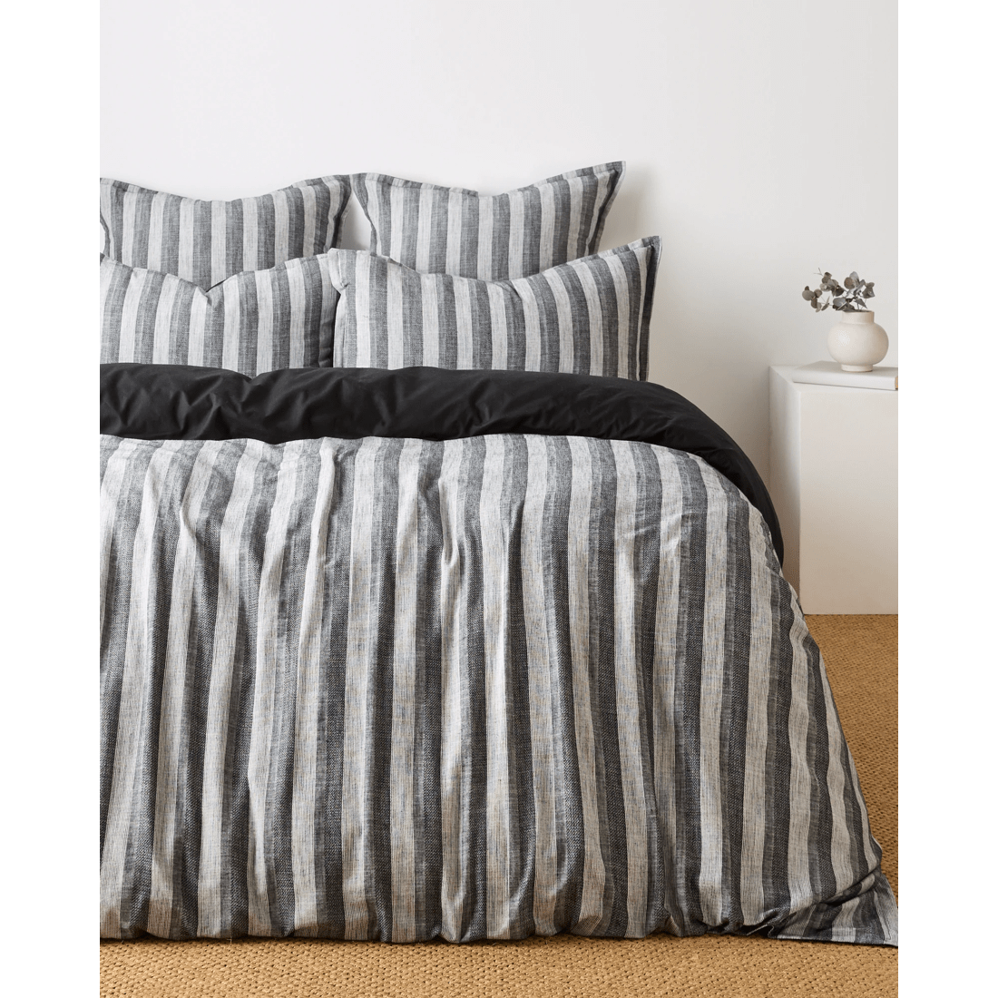 1 Target Cavill Slub Stripe Textured Quilt Cover Set
 - Super King Bed
 - Black, 1 of 3