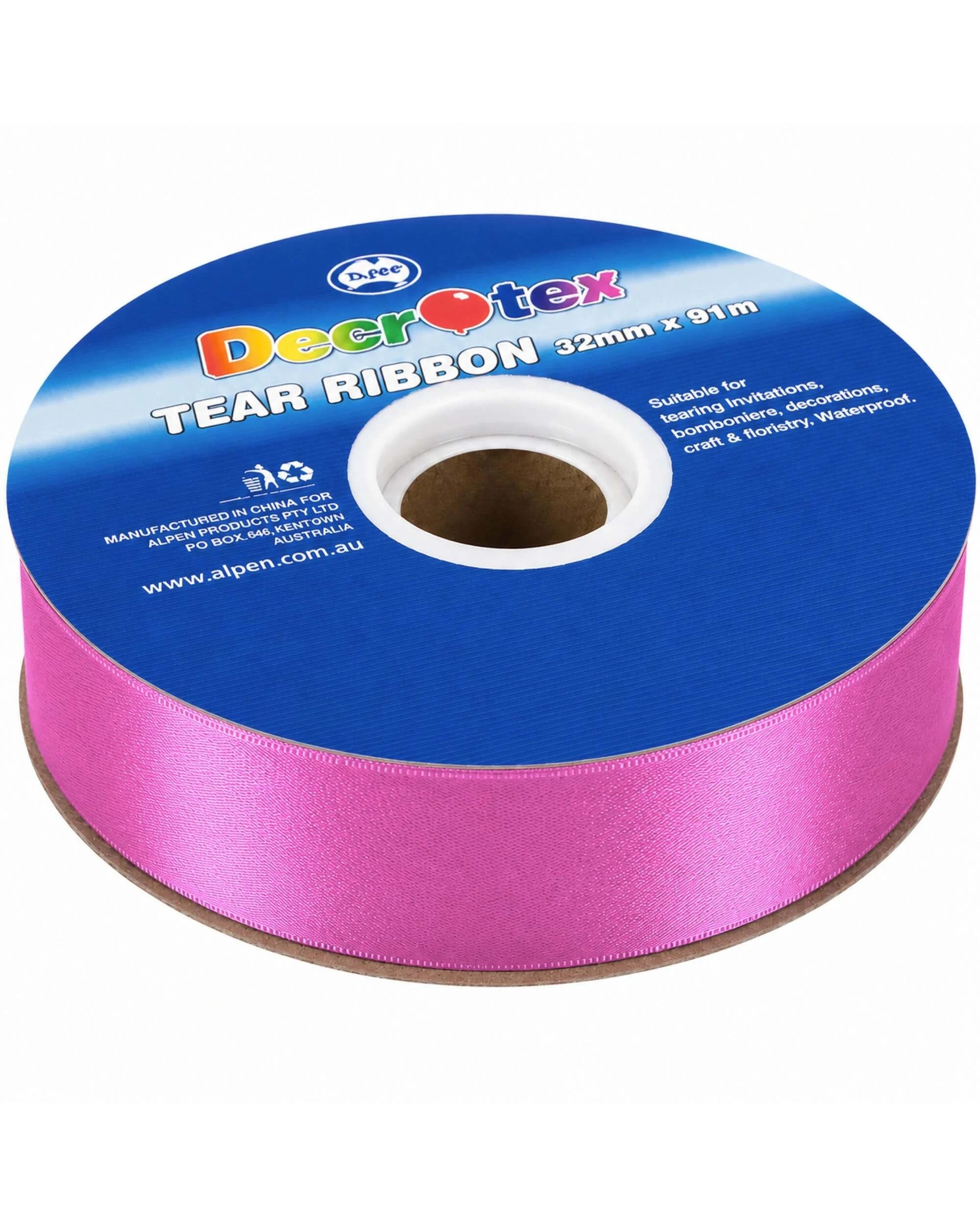 Decrotex Waterproof Hot Tear Ribbon Roll 32mm x 91m - Pink - Kmart
