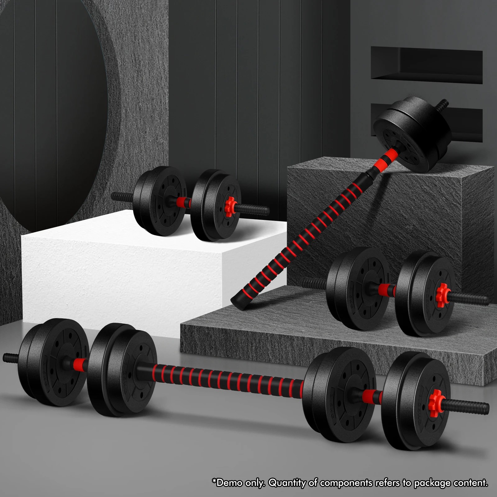 2 Black Lord Dumbbell Set 4in1 Adjustable Barbell 20kg, 2 of 8