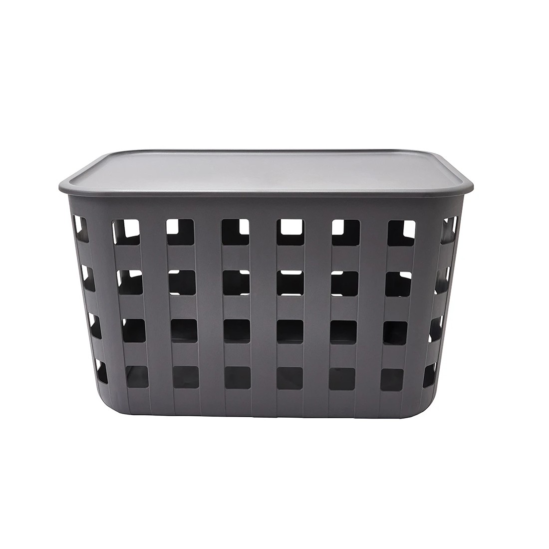 4 45L Rectangle Trellis Basket with Lid - Charcoal, 4 of 8