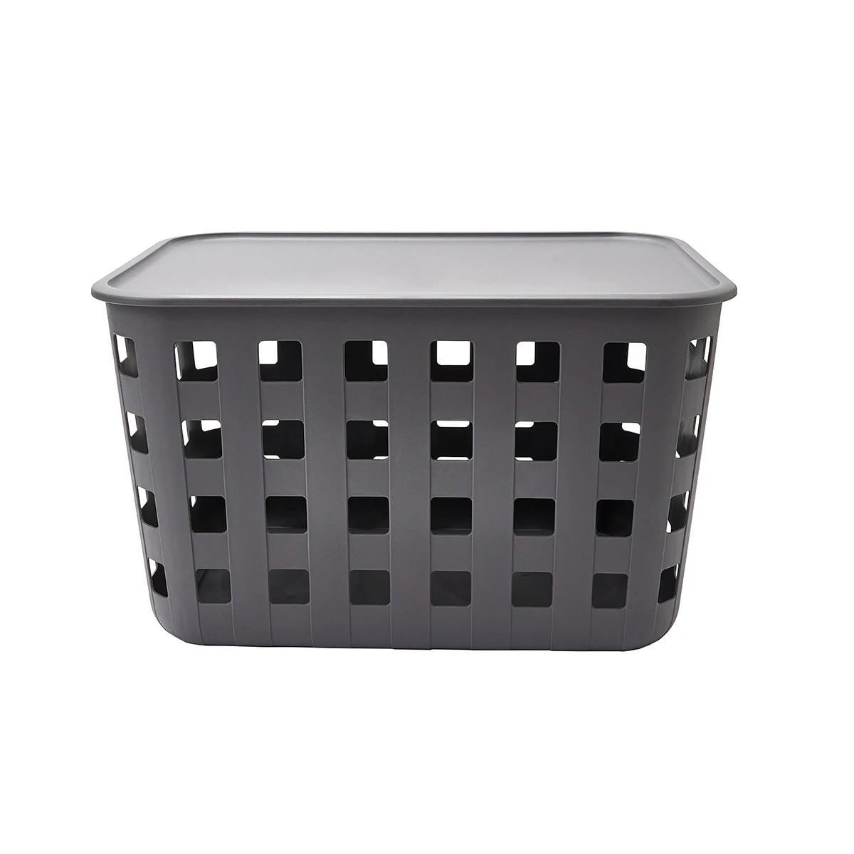 4 45L Rectangle Trellis Basket with Lid - Charcoal, 4 of 8