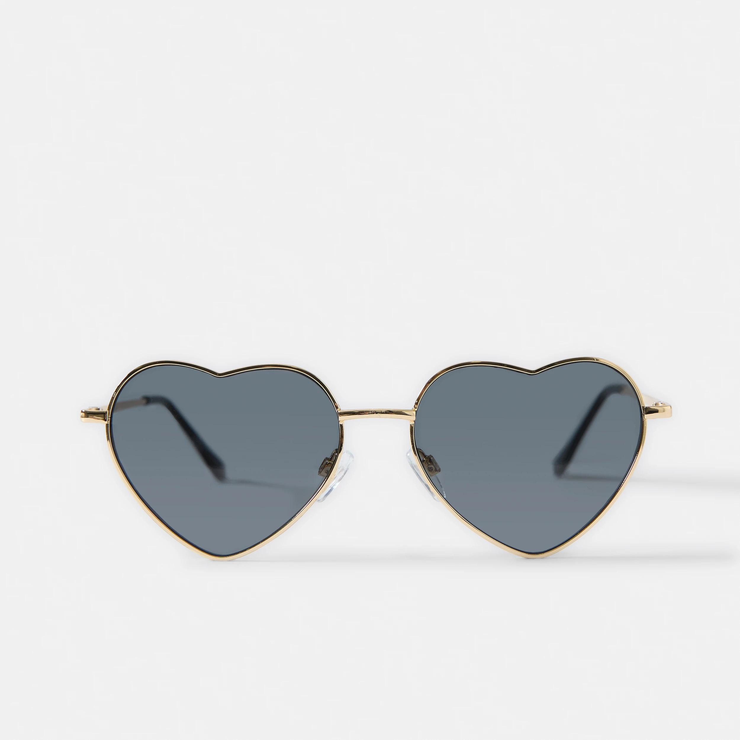 1 Womens Metal Heart Sunglasses GOLD, 1 of 6
