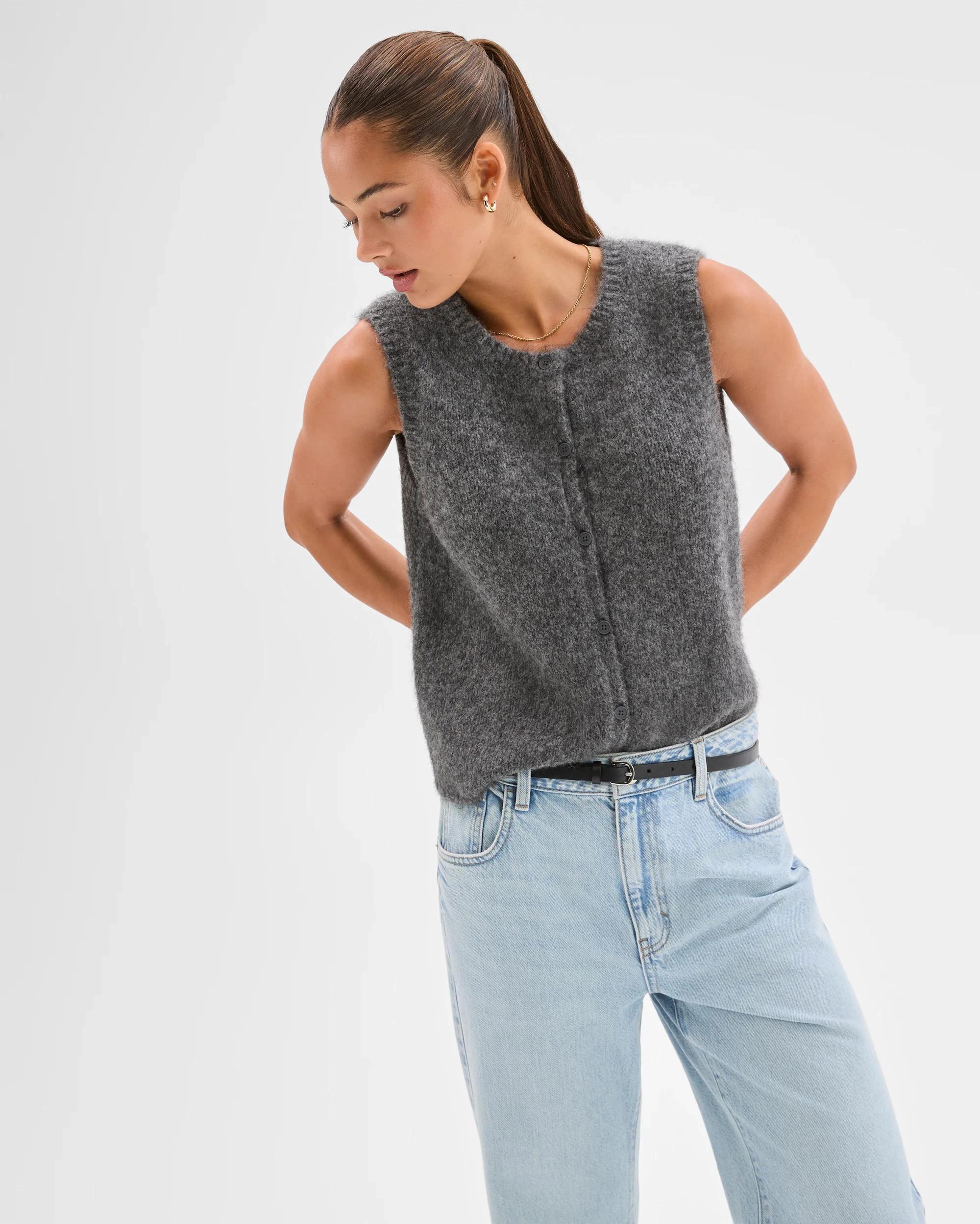 3 Lily Loves Fluffy Knit Vest GRAPHITE MARLE, 3 of 8