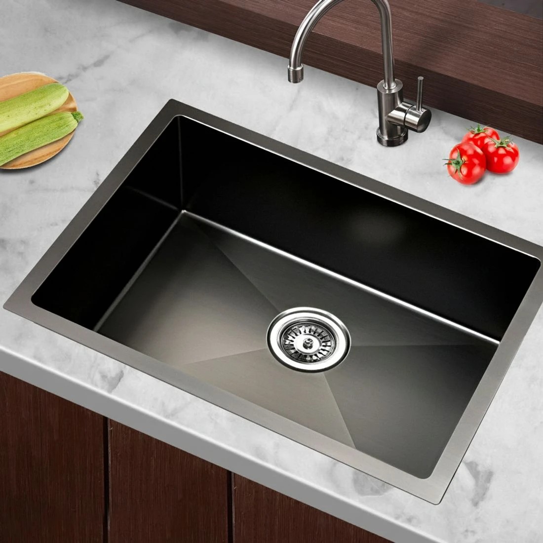5 Cefito Kitchen Sink 60X45CM Stainless Steel Basin Single Bowl - Black, 5 of 7