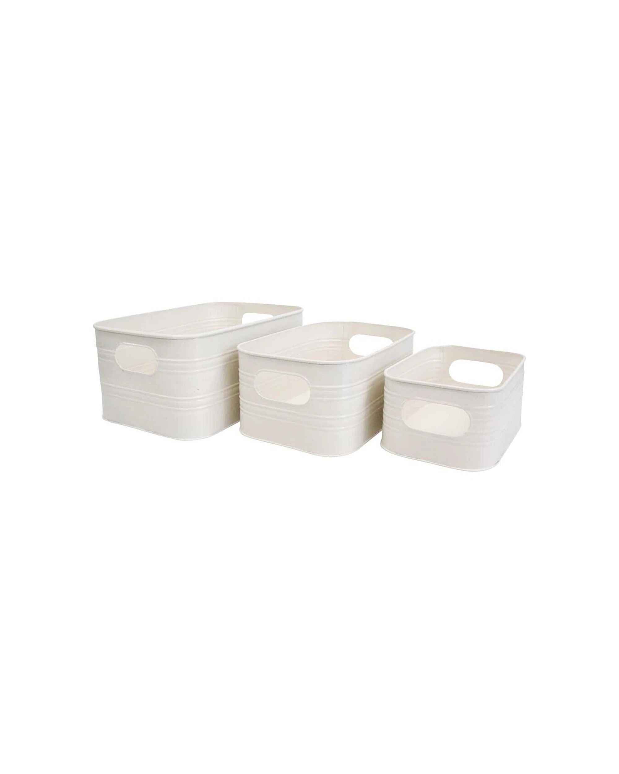 1 LVD 3Pc LVD Metal Utility Box Set Lightweight Storage Boxes 29.5x19.5cm - Beige, 1 of 3