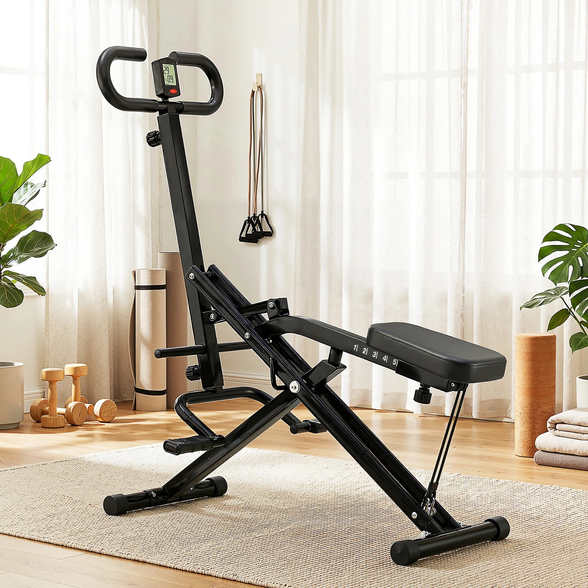 4 Everfit Foldable Squat Machine Deep Squat Rowing Machine 5 Adjustable Seat Home - Black, 4 of 4